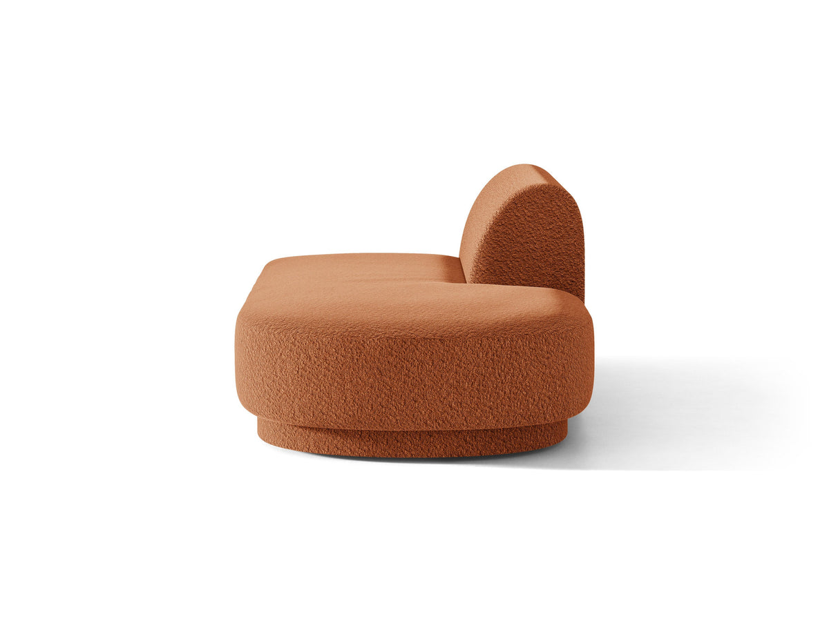 Modulares Sofaelement in Dunkelbeige mit Bluvel-Stoffbezug, schwarzen Kunststoffbeinen und niedriger Rückenlehne, rechts ausgerichtet.