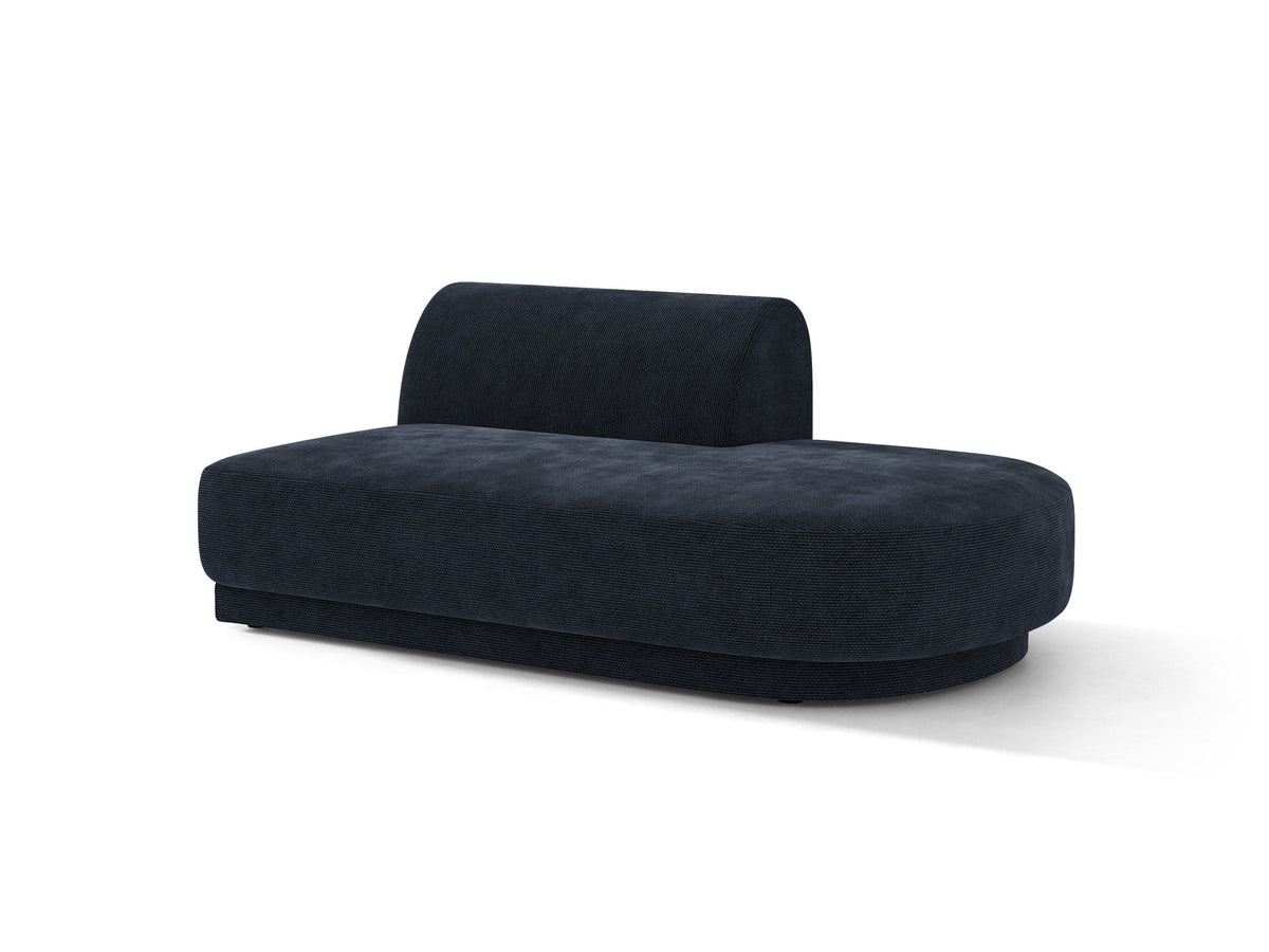 Modulares Sofaelement in Dunkelbeige mit Bluvel-Stoffbezug, schwarzen Kunststoffbeinen und niedriger Rückenlehne, rechts ausgerichtet.