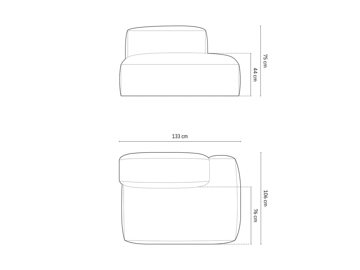 2-Sitzer Rechtssofa Martina in Grey Beige Melange-Monet präsentiert im Onlineshop von KAQTU Design AG. Modulares Sofa ist von Micadoni
