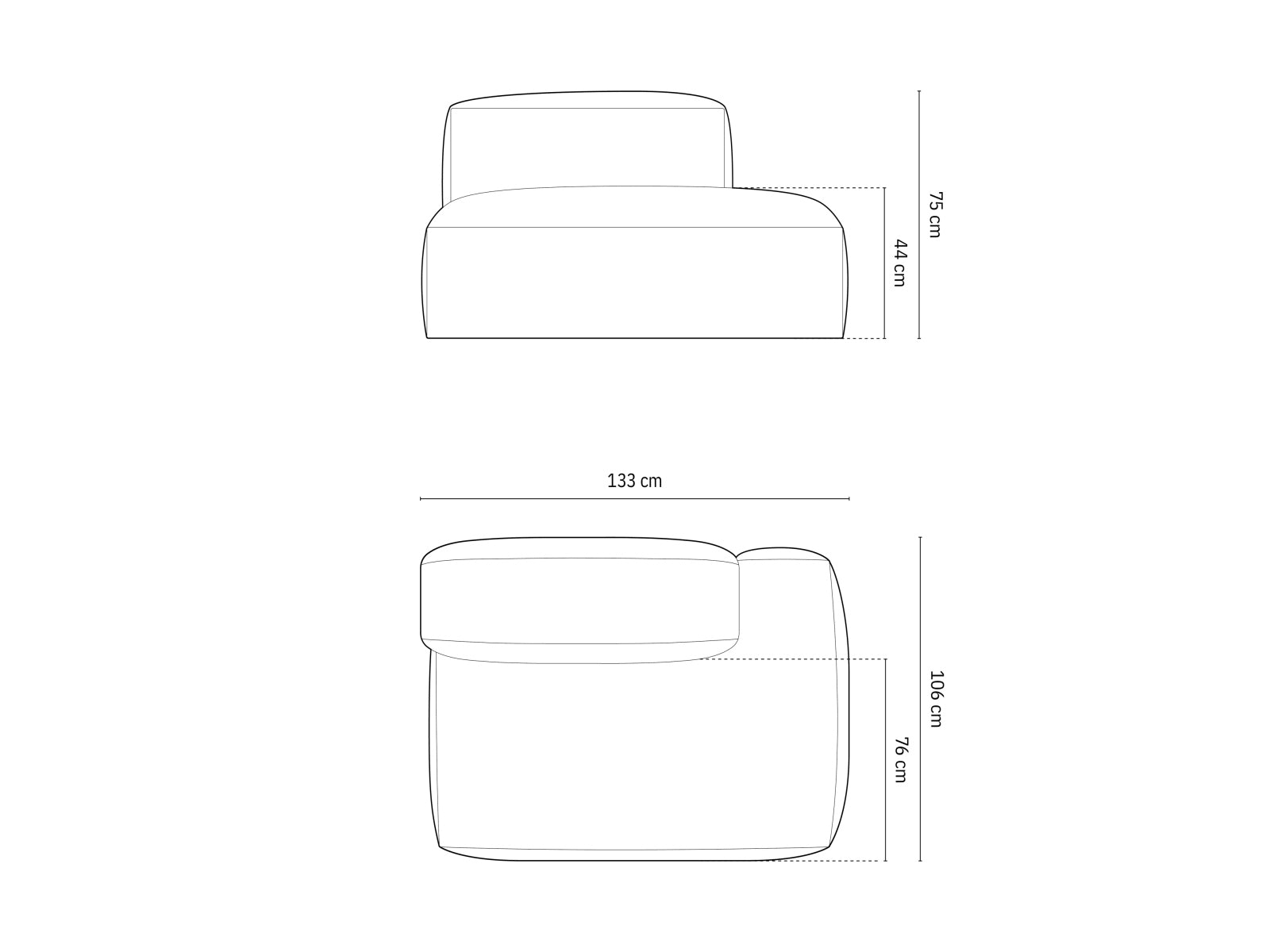 Stylisches 2-Sitzer Sofa Martina in edlem Graphit, perfekt für zeitgemäße Wohnkonzepte. Modular und vielseitig einsetzbar.