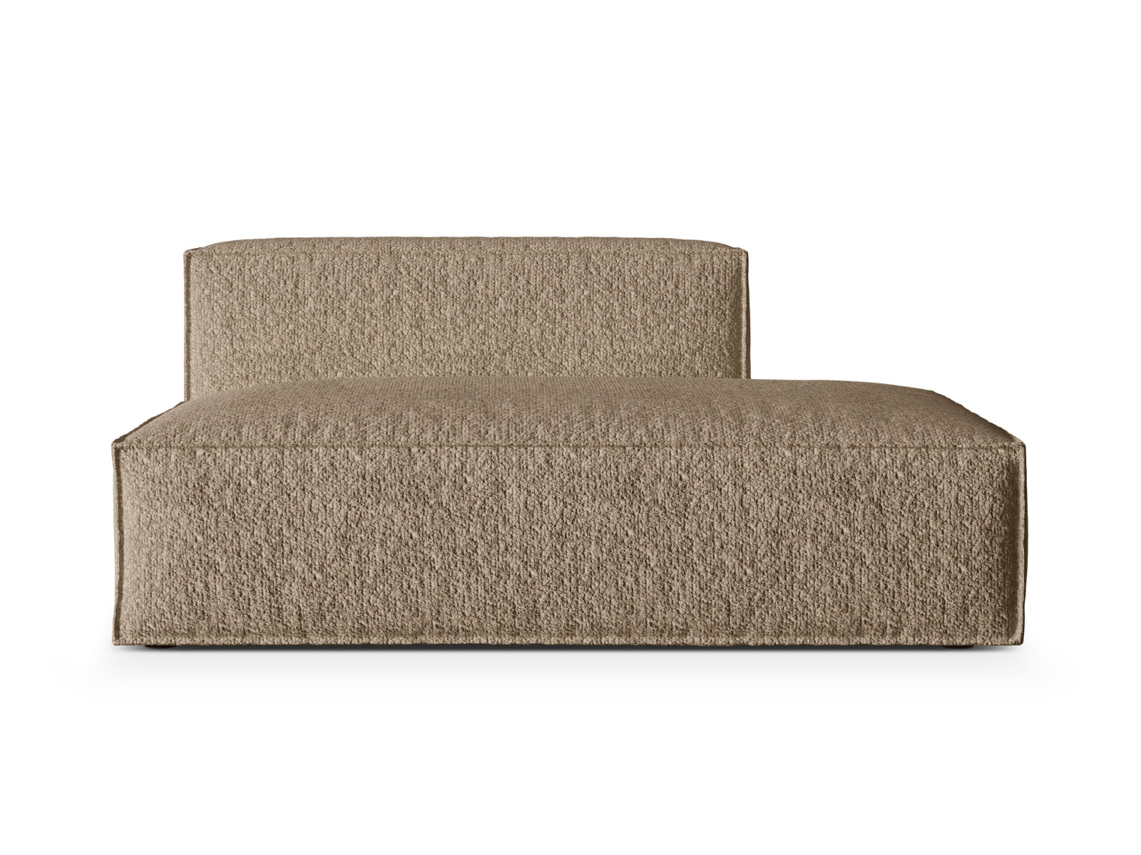 Stilvolles Nuria Boucle 3-Sitzer Sofa in sanftem Cappuccino, perfekt für zeitgemäße Wohnräume und gemütliche Entspannung.