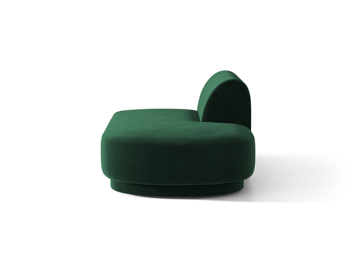 Modulares Sofaelement in Dunkelbeige mit Bluvel-Stoffbezug, schwarzen Kunststoffbeinen und niedriger Rückenlehne, rechts ausgerichtet.