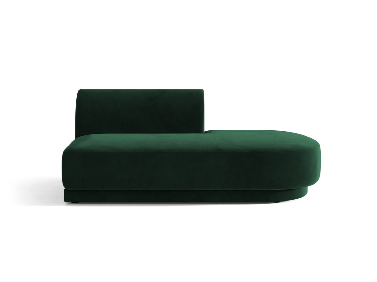 Modulares Sofaelement in Dunkelbeige mit Bluvel-Stoffbezug, schwarzen Kunststoffbeinen und niedriger Rückenlehne, rechts ausgerichtet.