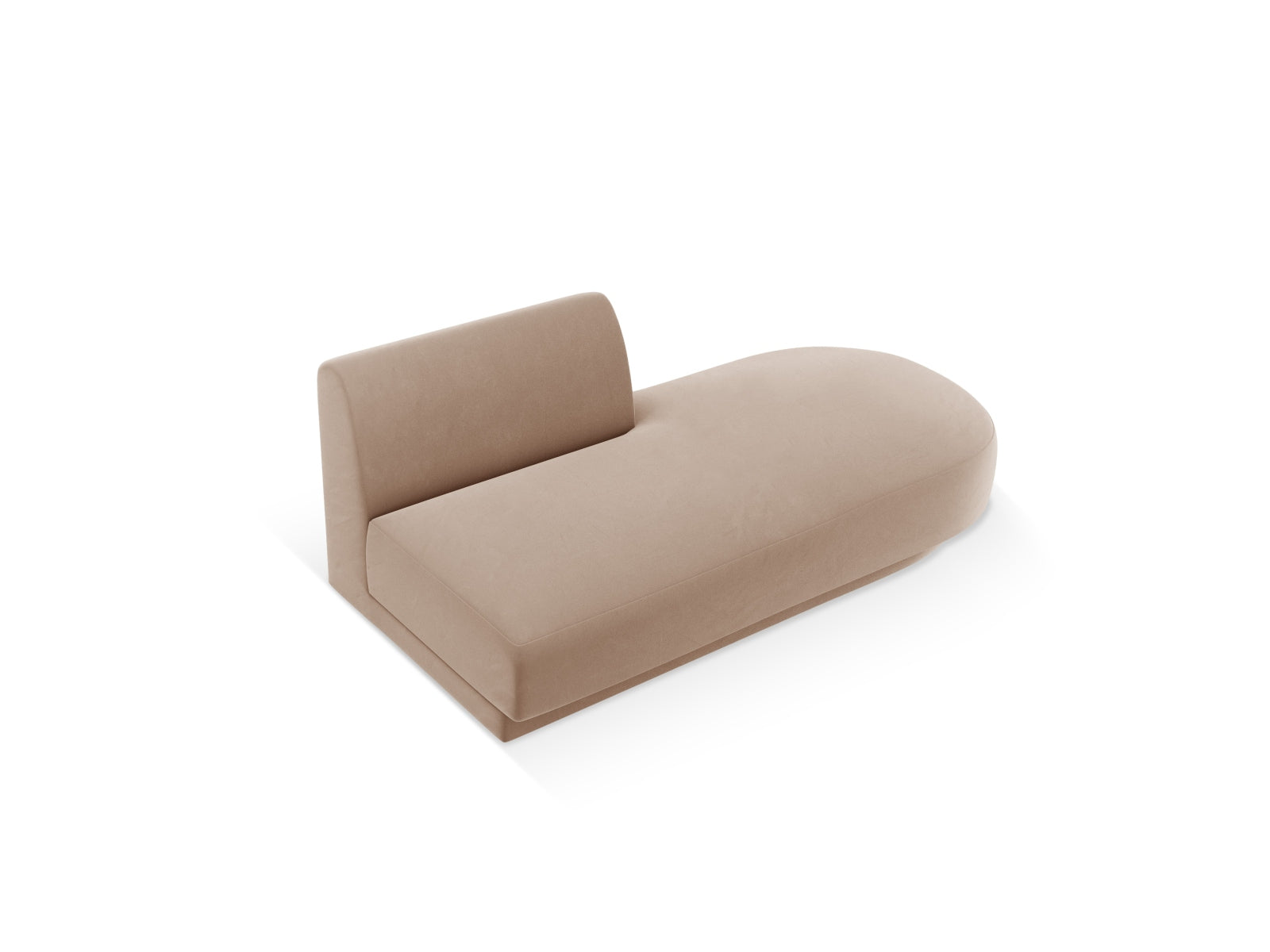 Modernes 2-Sitzer Miley Sitting Module Open rechts in Cappuccino-Bluvel, perfekt für kreative Raumgestaltungen und gemütliche Sitzgelegenheiten.