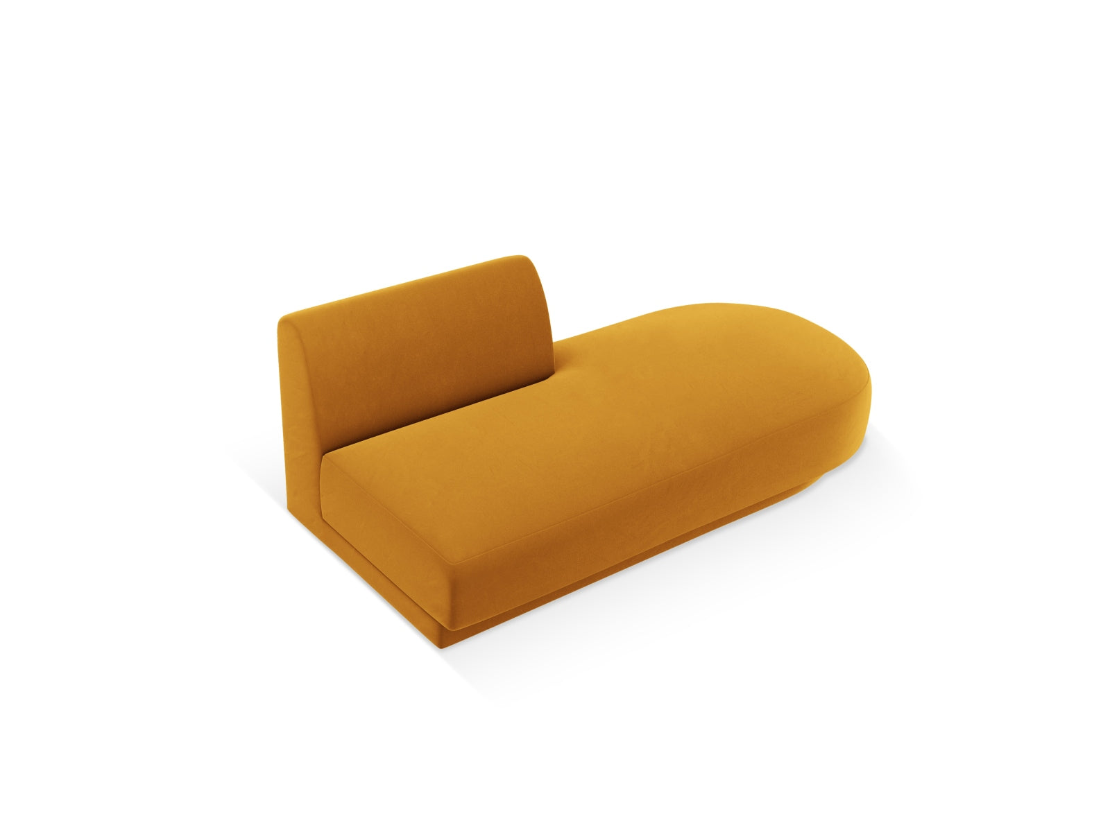 Modulares Sofa Miley Sitting Module Open rechts, 2-Sitzer in elegantem Gelb-Bluvel, perfekt für zeitgemäße Inneneinrichtungen.