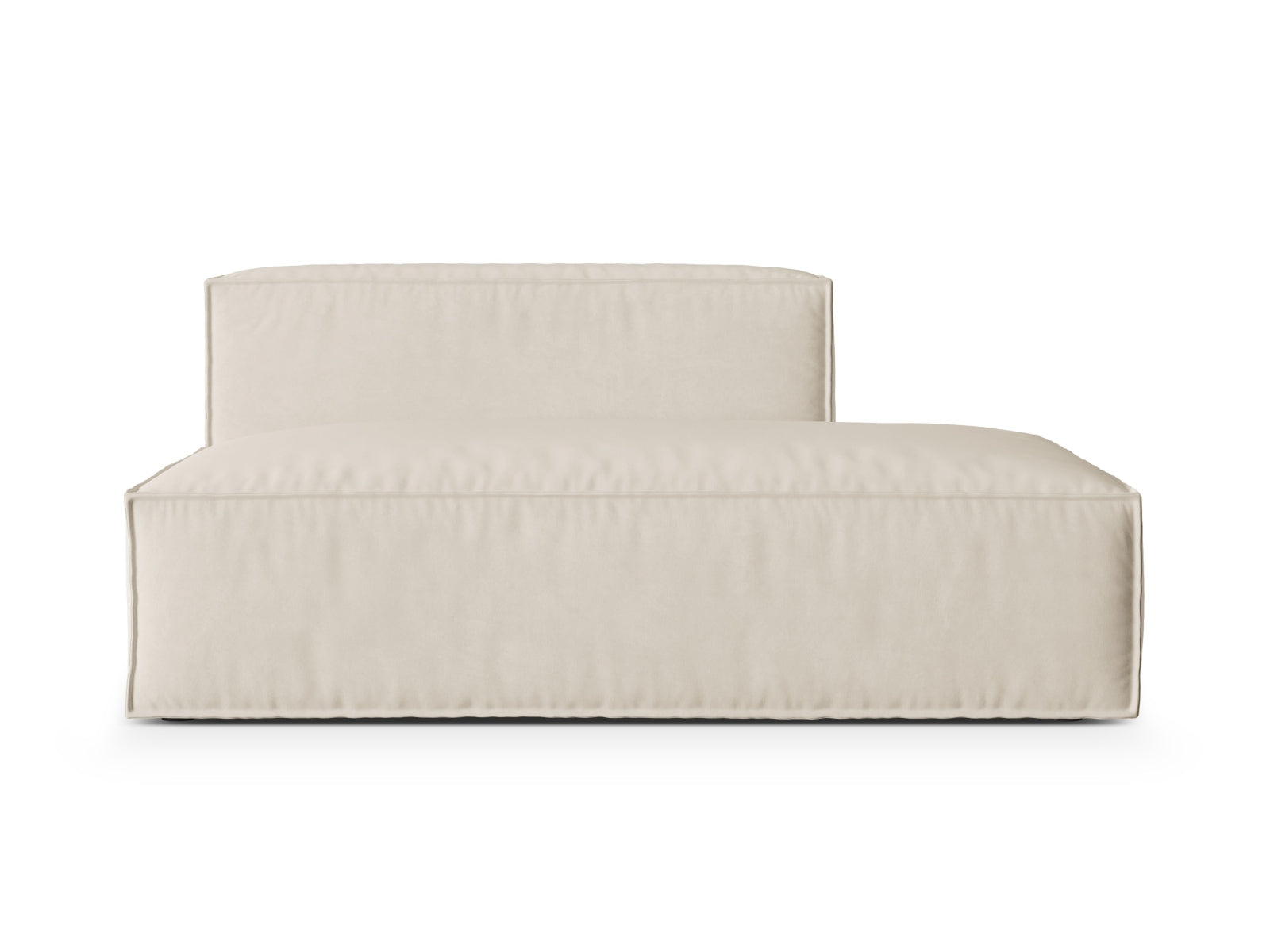 Beiges, modulares Velours-Sofa mit 3 Sitzen, rechtsseitig, perfekt für moderne und anpassbare Wohnräume.