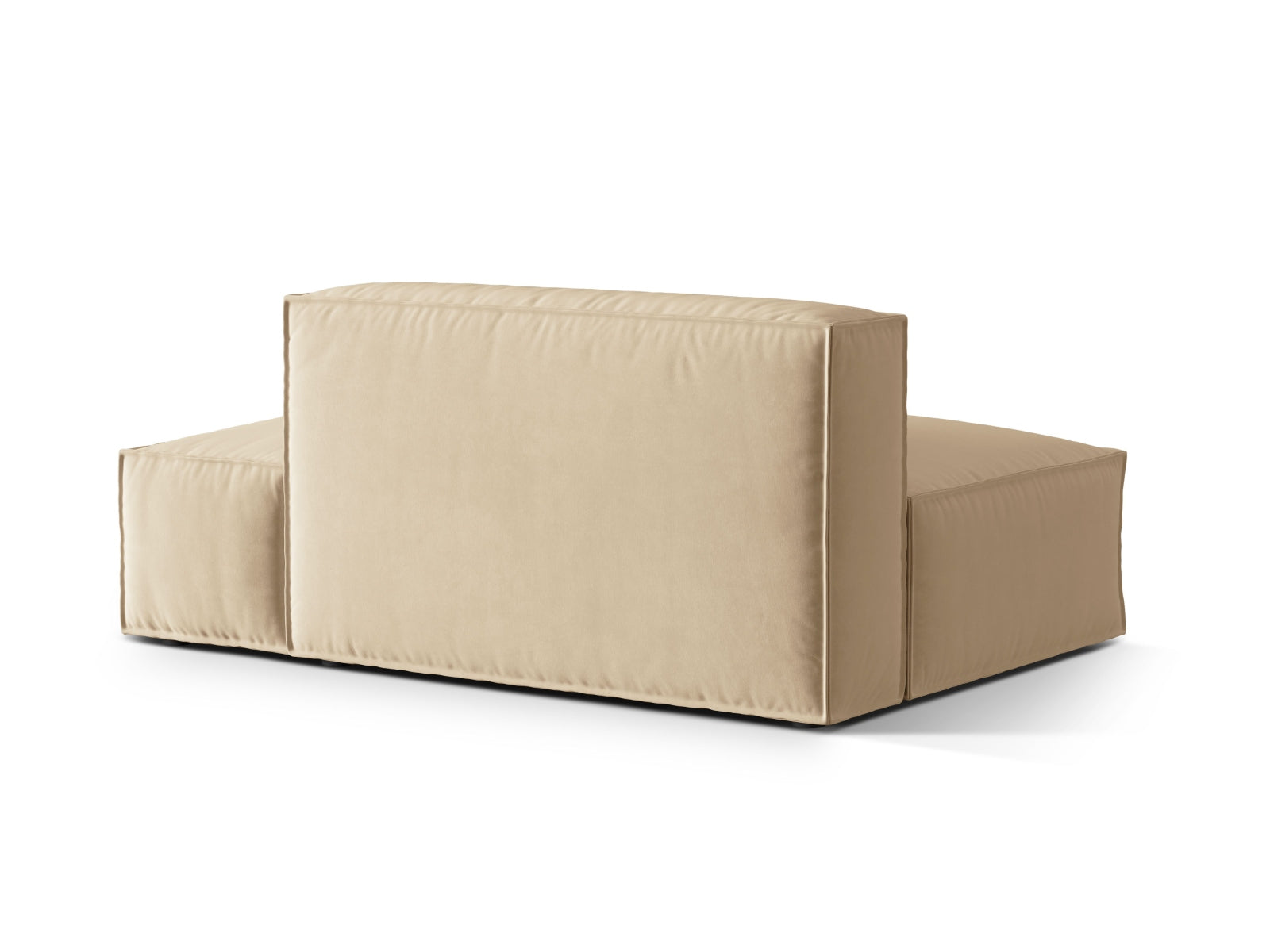 Elegantes Nuria Velour Modular Sofa in sanftem Nude-Paris, 3-Sitzer, rechtsseitig, ideal für stilvolle und einladende Wohnambiente.