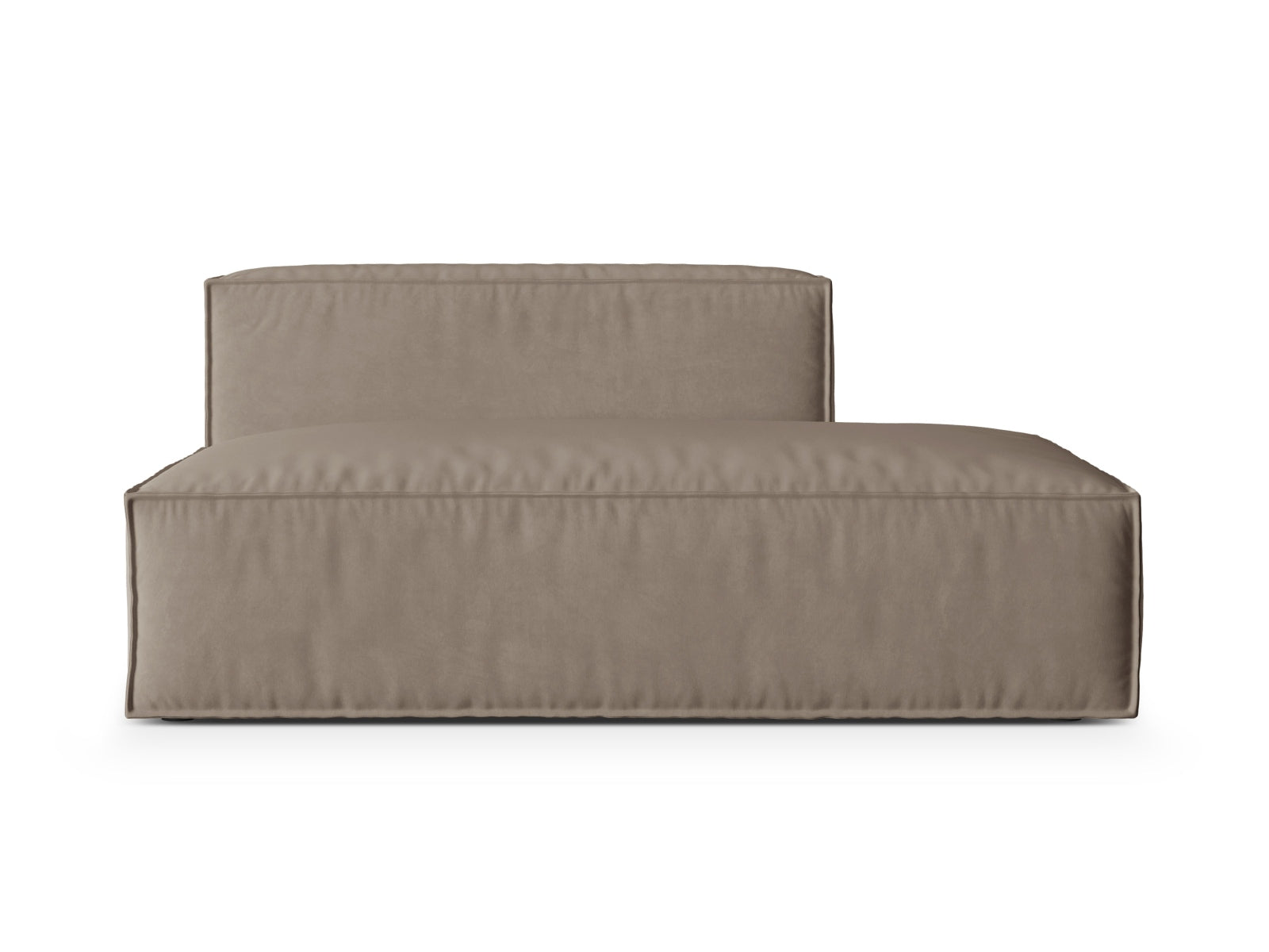 Elegantes Nuria Velour Modular Sofa in dezentem Grau, 3-Sitzer mit rechter Armlehne, ideal für stilvolle und einladende Wohnräume.