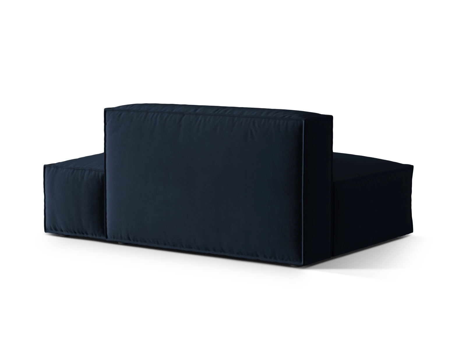 Elegantes Nuria Velour Modular Sofa in tiefem Blau, ideal für stilvolle Wohnräume und gesellige Abende mit Freunden und Familie.