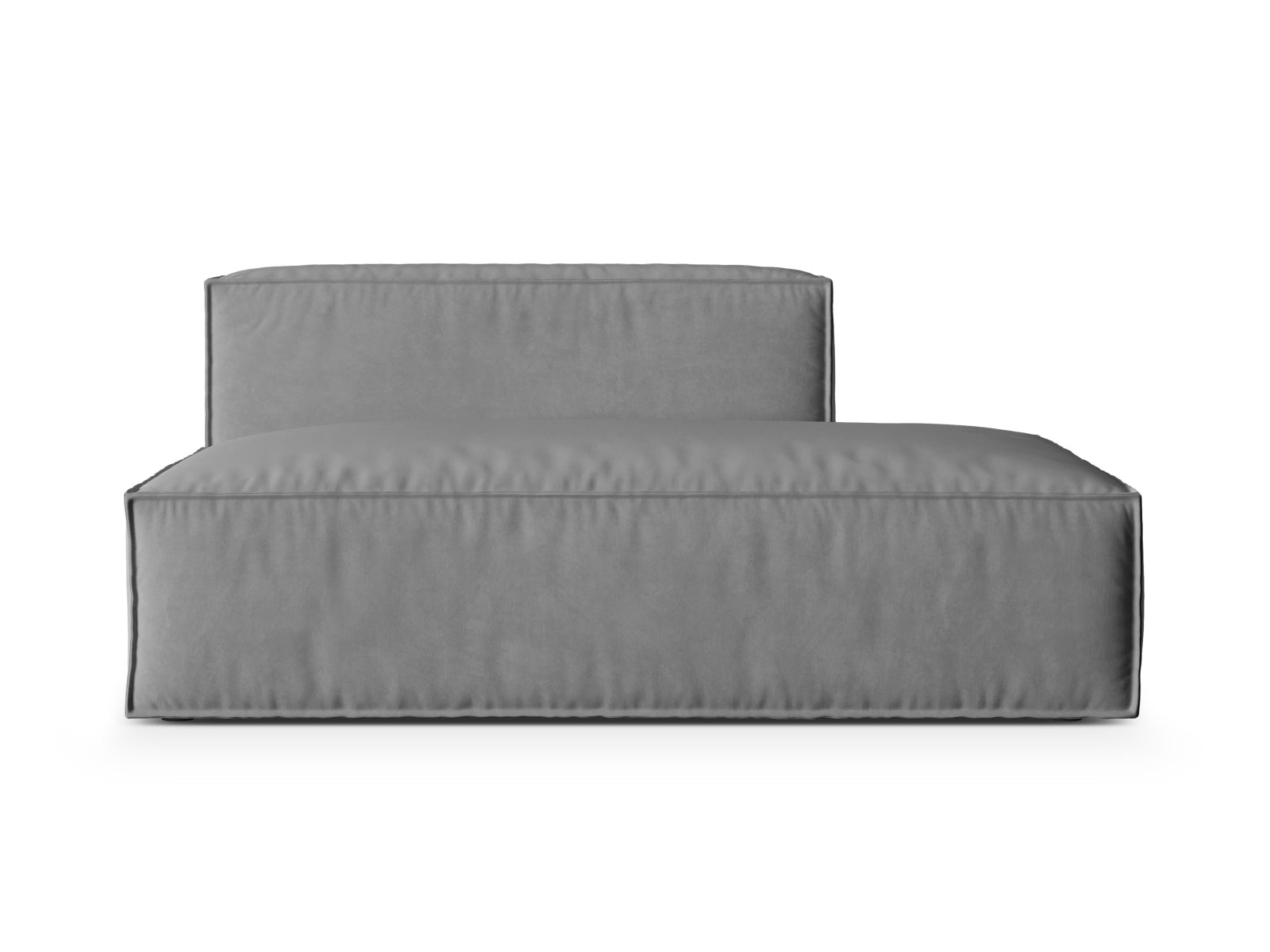 Elegantes Nuria Velour Modular Sofa in Grau, 3-Sitzer mit rechter Armlehne, ideal für stilvolle und einladende Wohnräume.