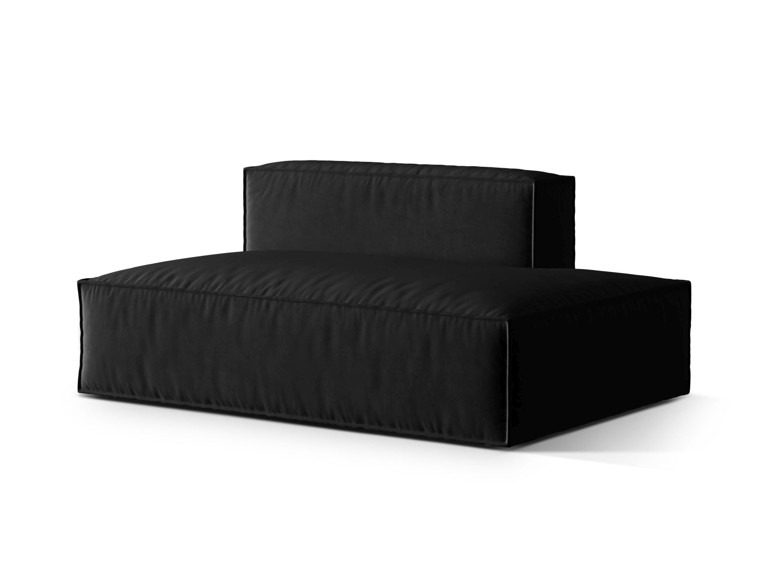 Modernes Nuria Velour Modular Sofa in Schwarz, 3-Sitzer mit rechter Armlehne, perfekt für gemütliche Abende und stilvolle Einrichtung.