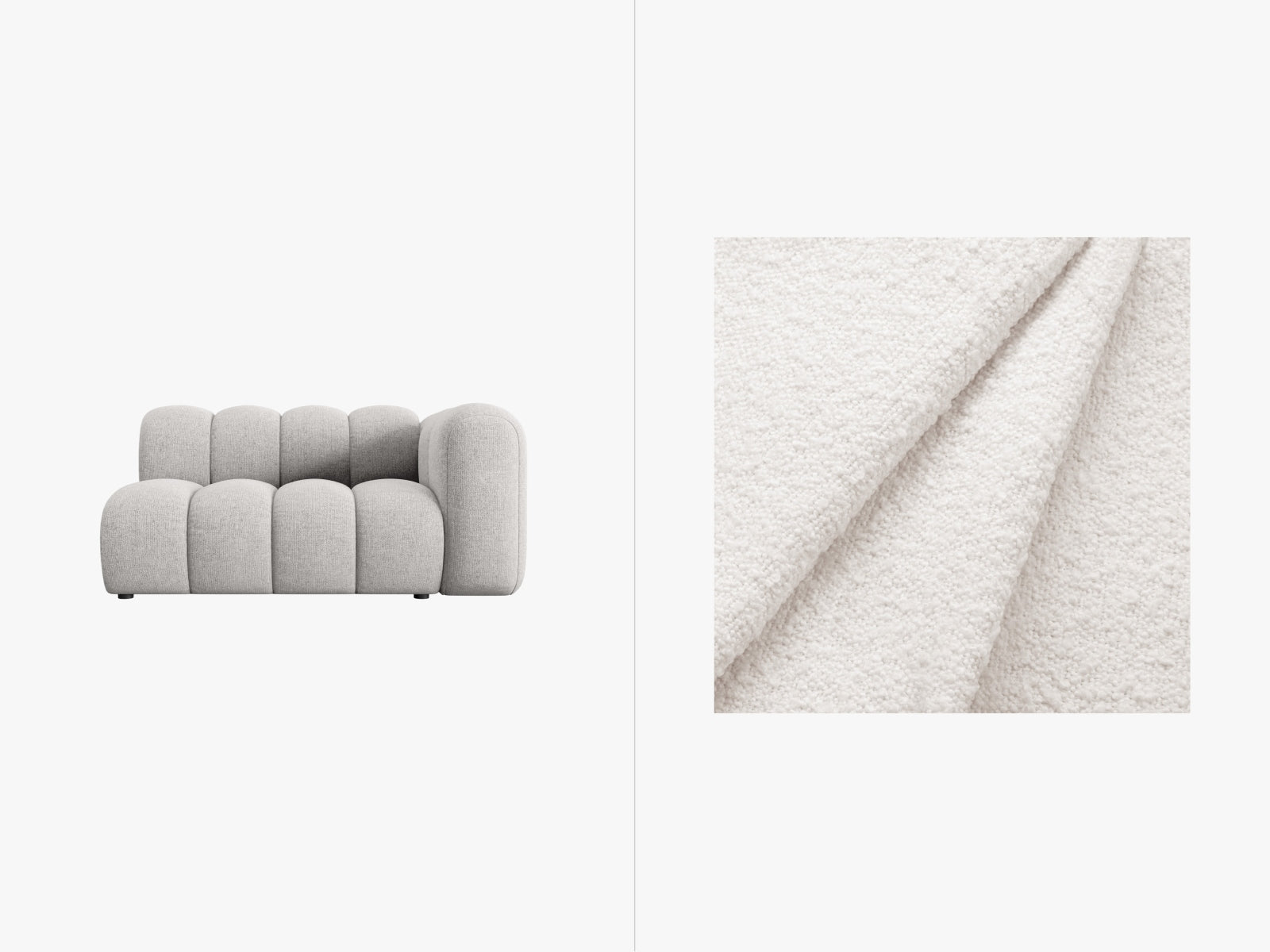 Lupine Boucle rechts Modular Sofa 2 Sitzer in White präsentiert im Onlineshop von KAQTU Design AG. Modulares Sofa ist von Micadoni