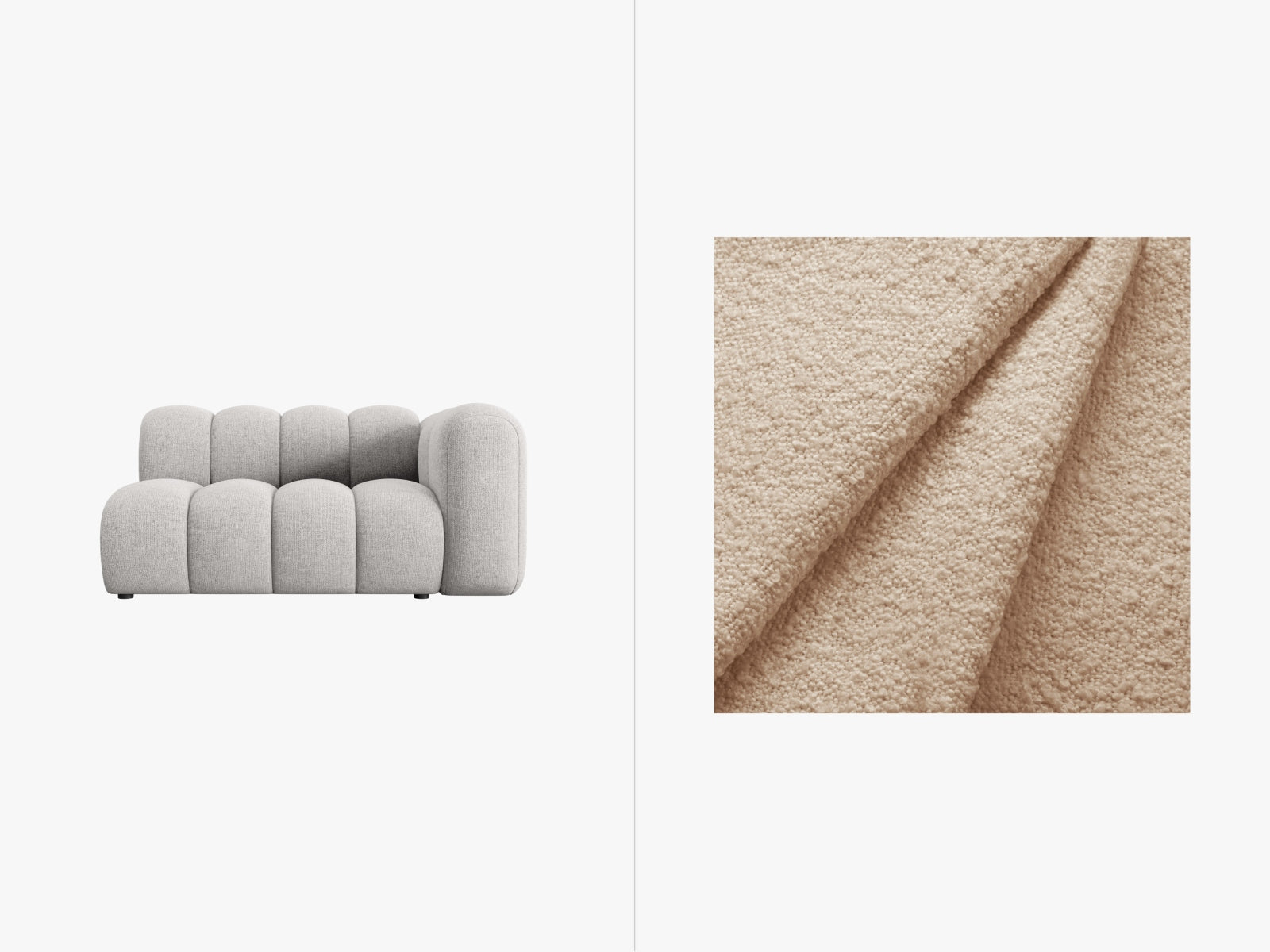 Lupine Boucle rechts Modular Sofa 2 Sitzer in Beige präsentiert im Onlineshop von KAQTU Design AG. Modulares Sofa ist von Micadoni