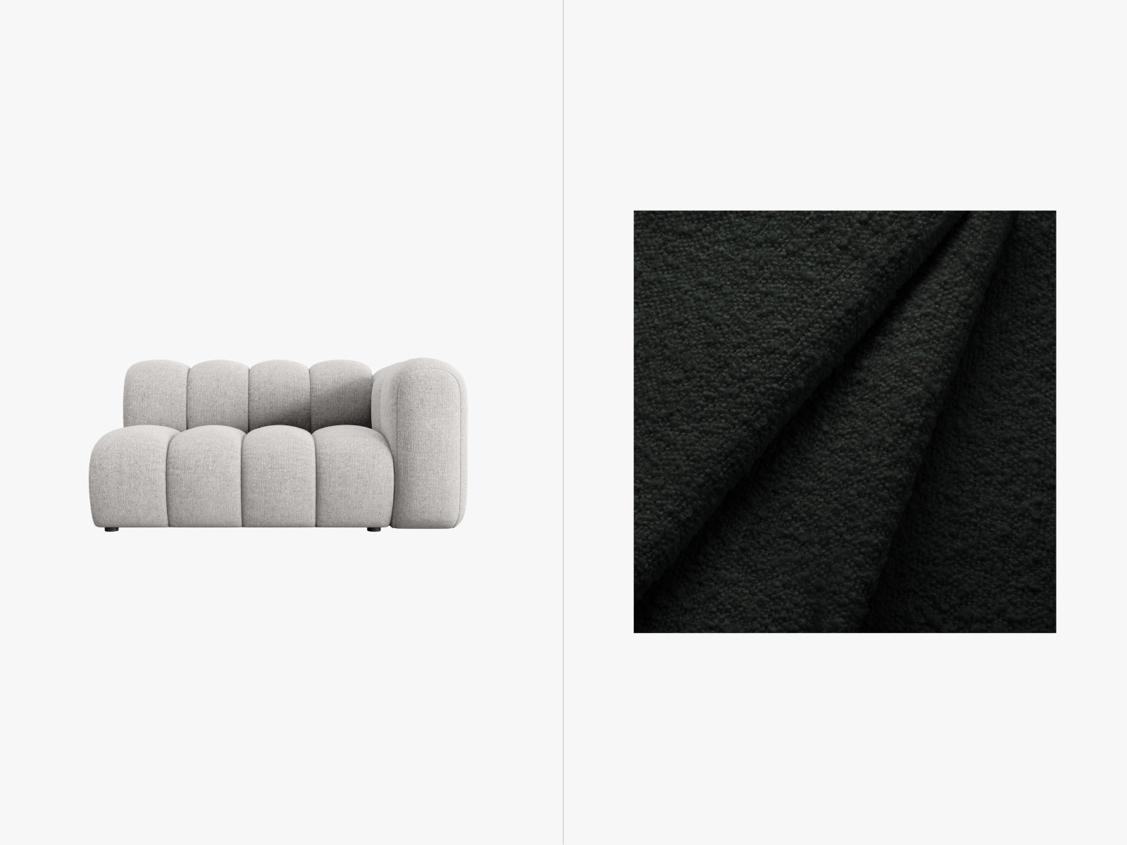 Lupine Boucle rechts Modular Sofa 2 Sitzer in Black präsentiert im Onlineshop von KAQTU Design AG. Modulares Sofa ist von Micadoni