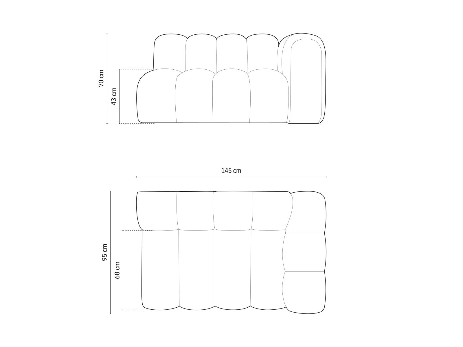 Lupine Modular Sofa rechts 2 Sitzer in Light Beige präsentiert im Onlineshop von KAQTU Design AG. Modulares Sofa ist von Micadoni