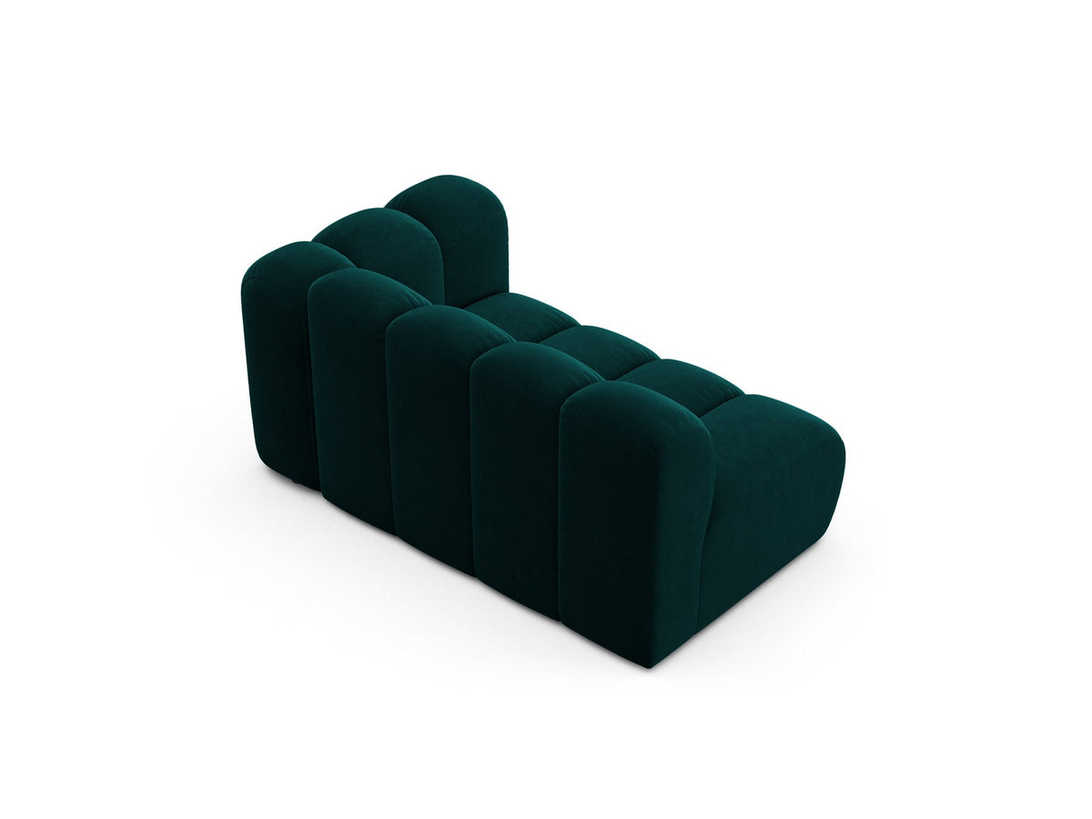 Modulares Zweisitzer-Sofa Lupine von Micadoni in leichtem Beige, Venus-Stoff, schwarze Kunststoffbeine, rechte Ausrichtung, 145x95x70 cm.