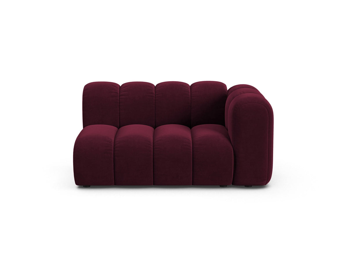 Modulares Zweisitzer-Sofa Lupine von Micadoni in leichtem Beige, Venus-Stoff, schwarze Kunststoffbeine, rechte Ausrichtung, 145x95x70 cm.