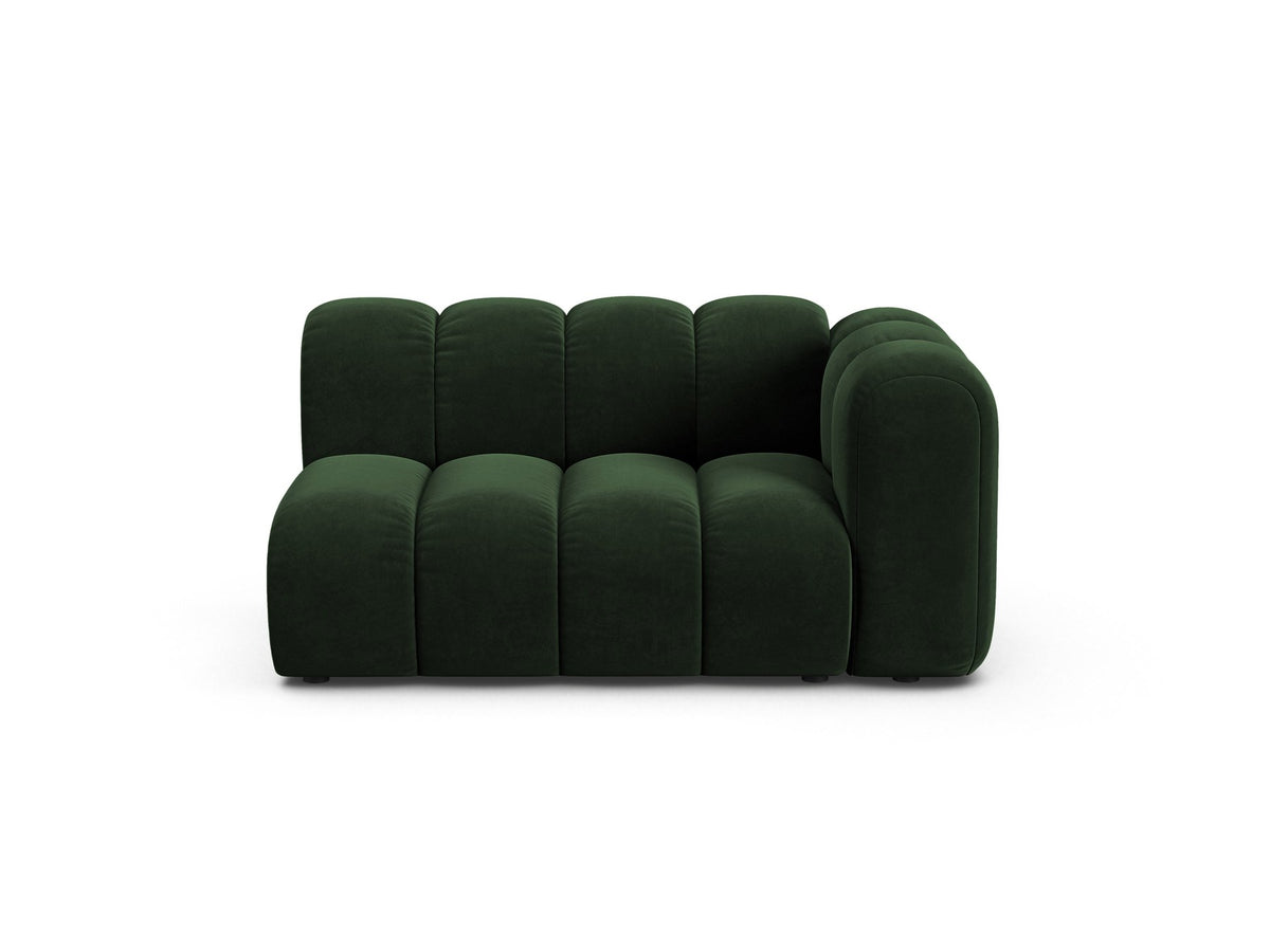 Modulares Zweisitzer-Sofa Lupine von Micadoni in leichtem Beige, Venus-Stoff, schwarze Kunststoffbeine, rechte Ausrichtung, 145x95x70 cm.