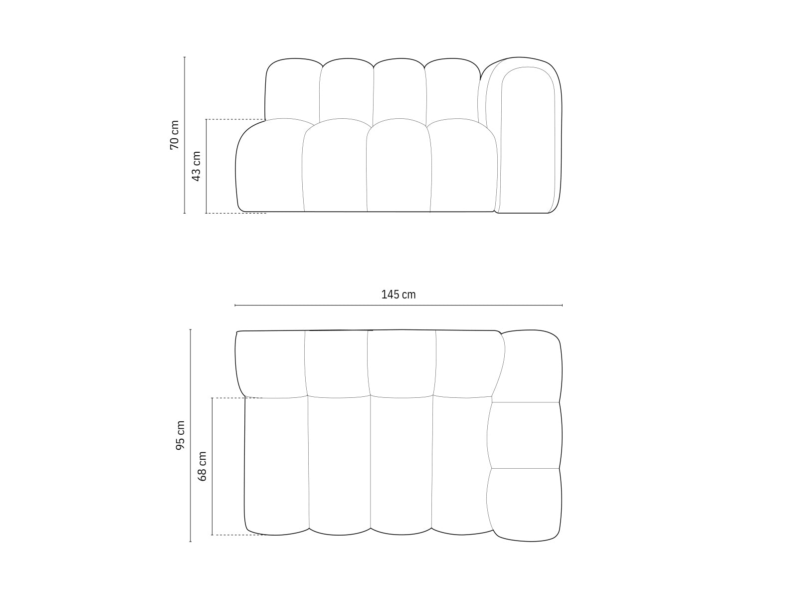 Beiges Velours-Modulsystem Sofa Lupine von Micadoni, 2-Sitzer mit rechter Armlehne, ideal für stilvolle und einladende Wohnräume.