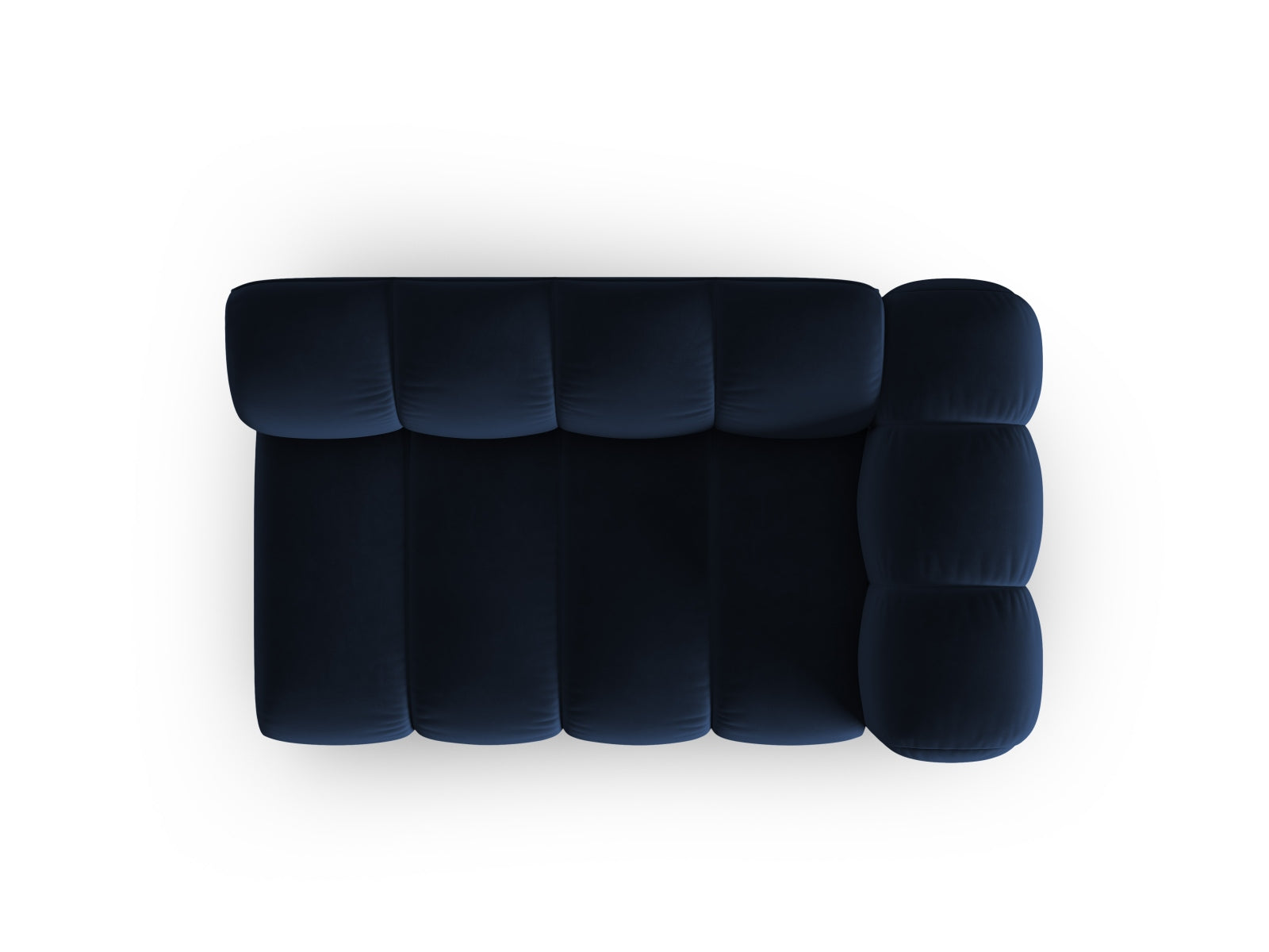 Elegantes, modulares Velours-Sofa Lupine in Royal Blue, 2-Sitzer, rechtsseitig, ideal für stilvolle Wohnräume von Micadoni.