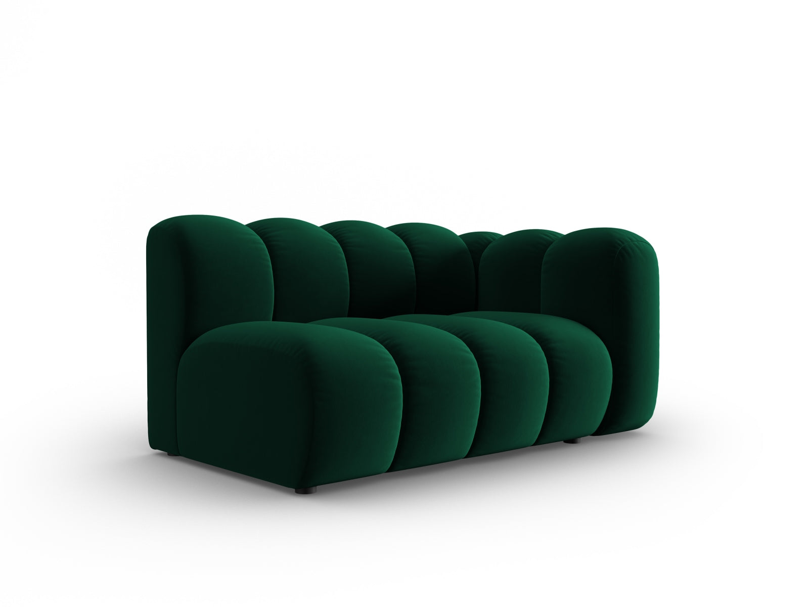 Elegantes Lupine Velour Modular Sofa rechts 2 Sitzer in edlem Flaschengrün, ideal für stilvolle Wohnräume.