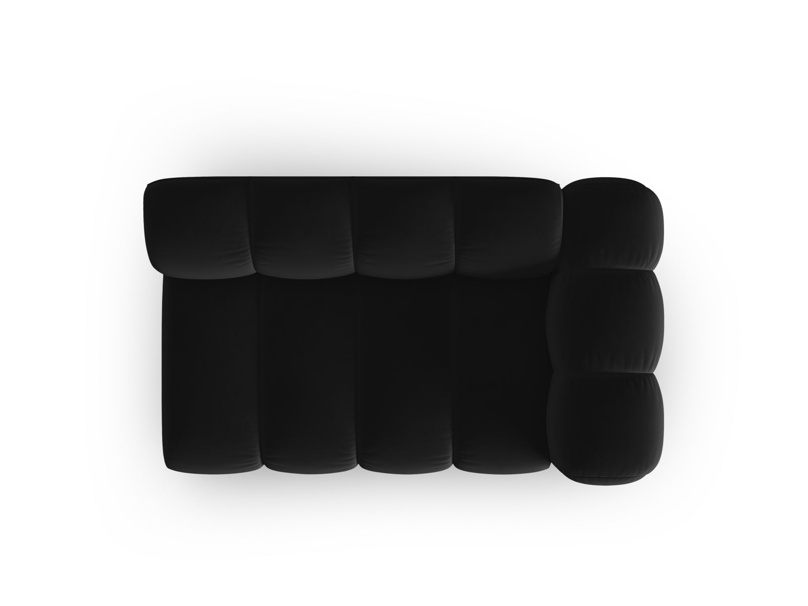 Elegantes, modulares Velour Sofa in Schwarz von Micadoni, ideal für stilvolle Wohnräume und vielseitige Einrichtungsmöglichkeiten.