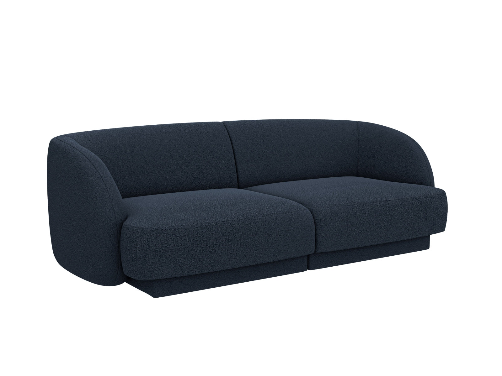 Elegantes Miley Boucle Sofa für zwei Personen in Dunkelblau, ideal für stilvolle Wohnräume. Hochwertige Verarbeitung von Micadoni.