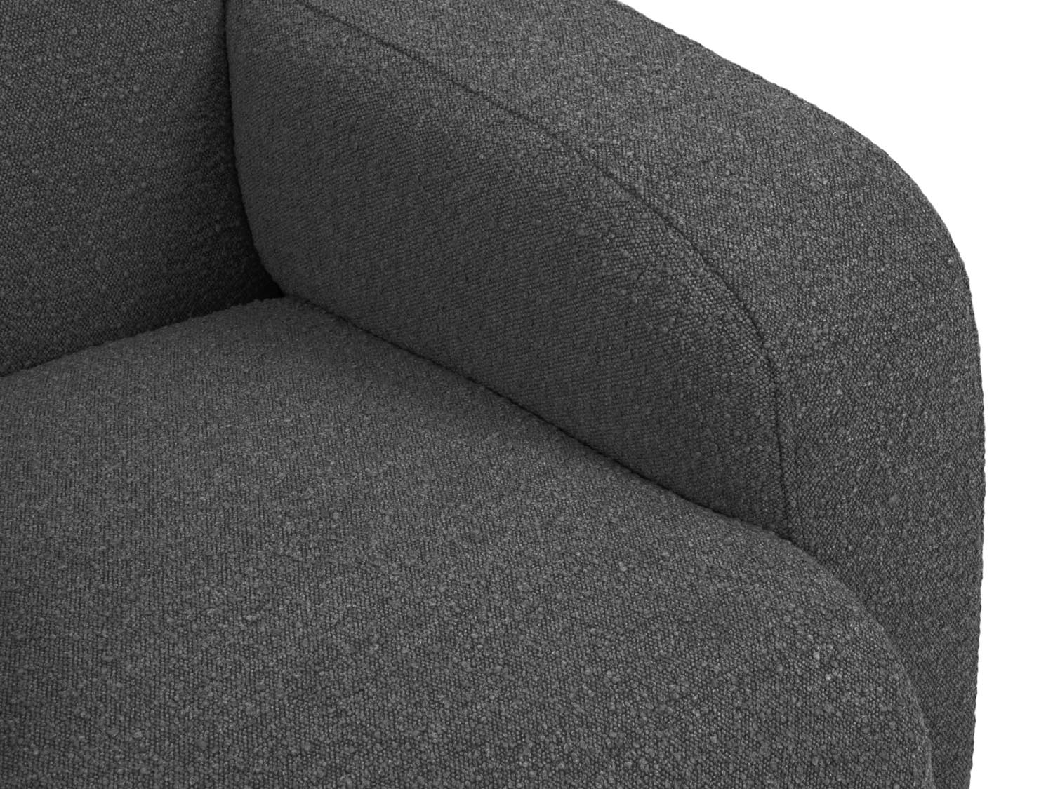 Elegantes 2-Sitzer Sofa Molino Boucle in tiefem Grau, ideal für stilvolle Wohnräume und entspannte Stunden, entworfen von Micadoni.