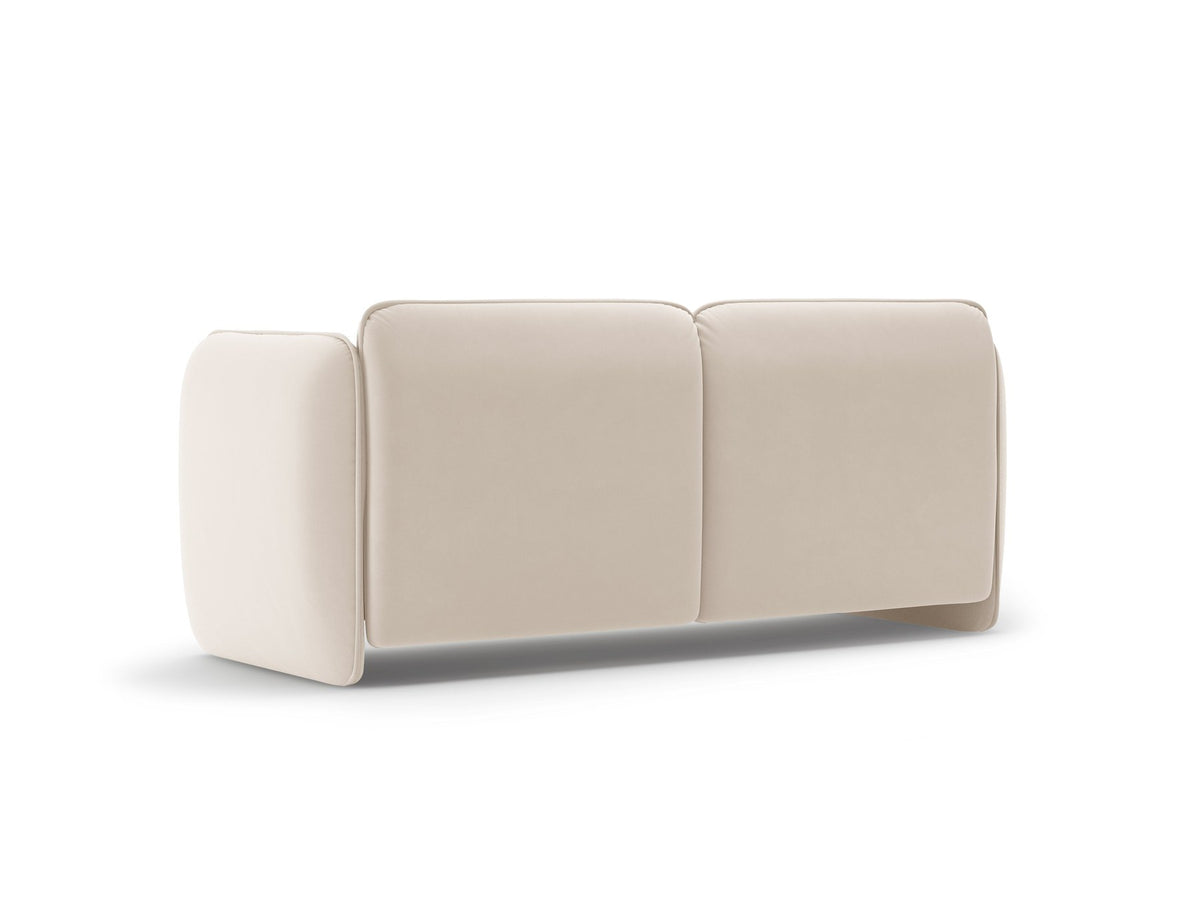 Zweisitzer-Sofa Georgia von Micadoni in Kobalt mit samtigem Bezug, gepolsterten Armlehnen und schwarzen Kunststoffbeinen, Frontalansicht.