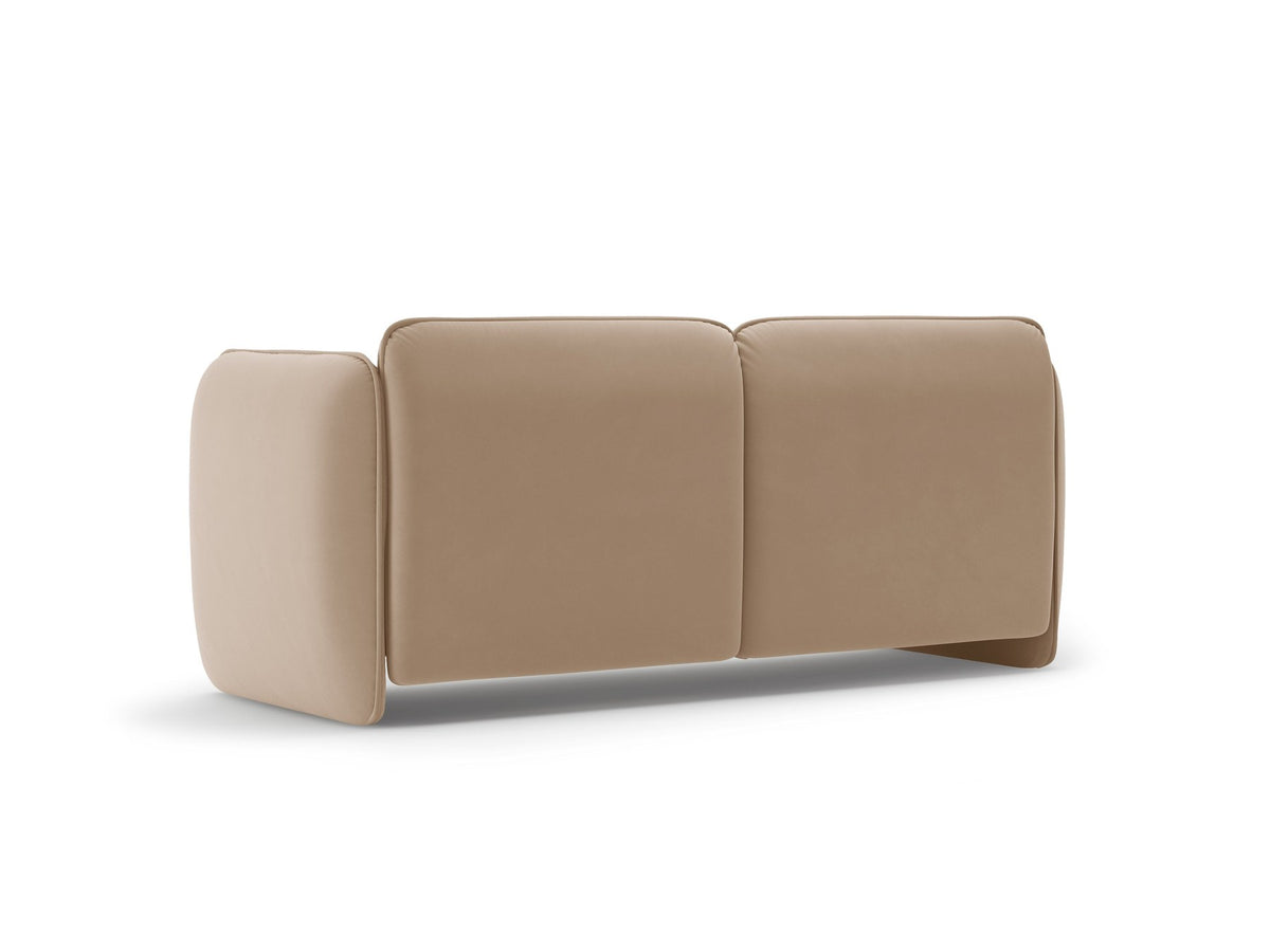 Zweisitzer-Sofa Georgia von Micadoni in Kobalt mit samtigem Bezug, gepolsterten Armlehnen und schwarzen Kunststoffbeinen, Frontalansicht.