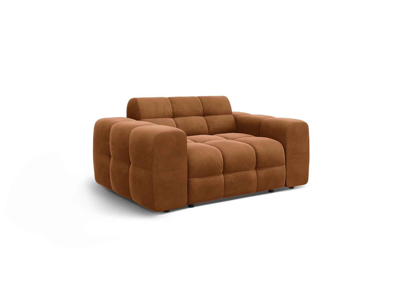 Kendal Velour Sofa in warmem Camel, modernes 2-Sitzer Design von Micadoni, ideal für gemütliche und stilvolle Wohnambiente.