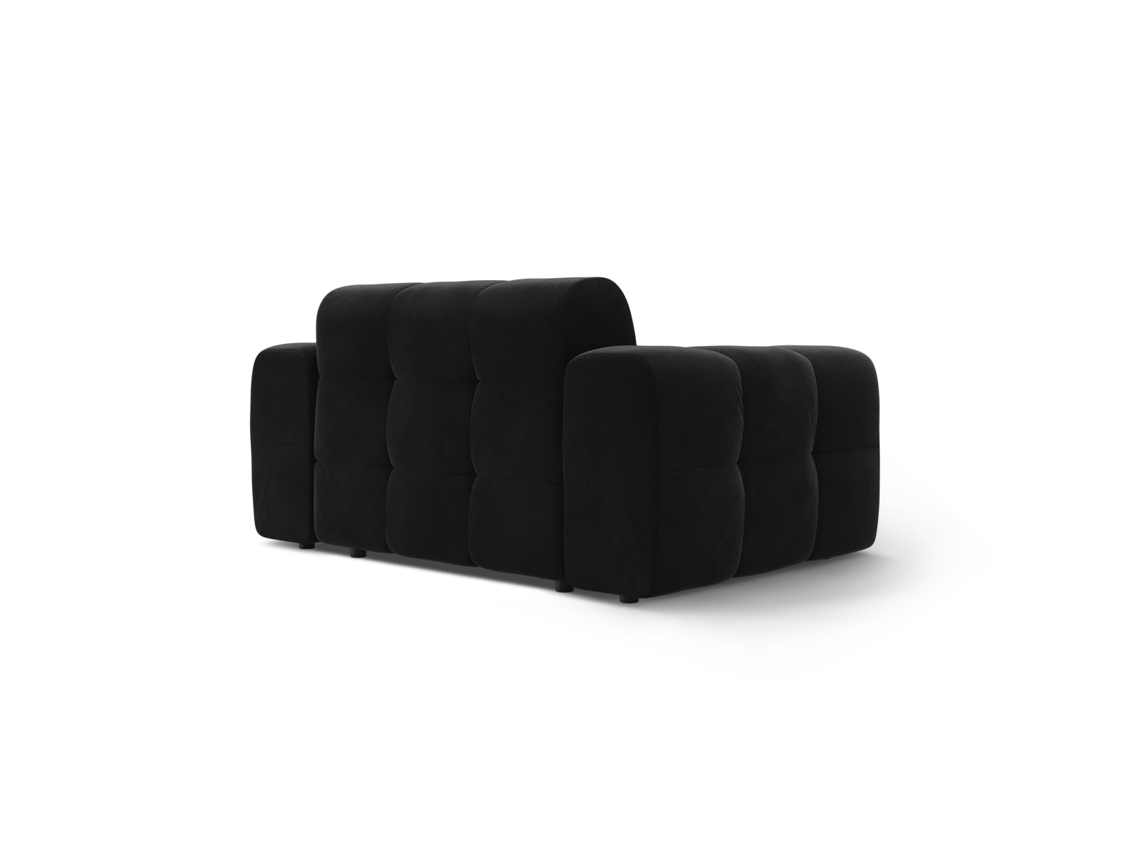 Elegantes Kendal Velour Sofa für 2 Personen in edlem Schwarz, ideal für stilvolle Wohnräume und gemütliche Abende.