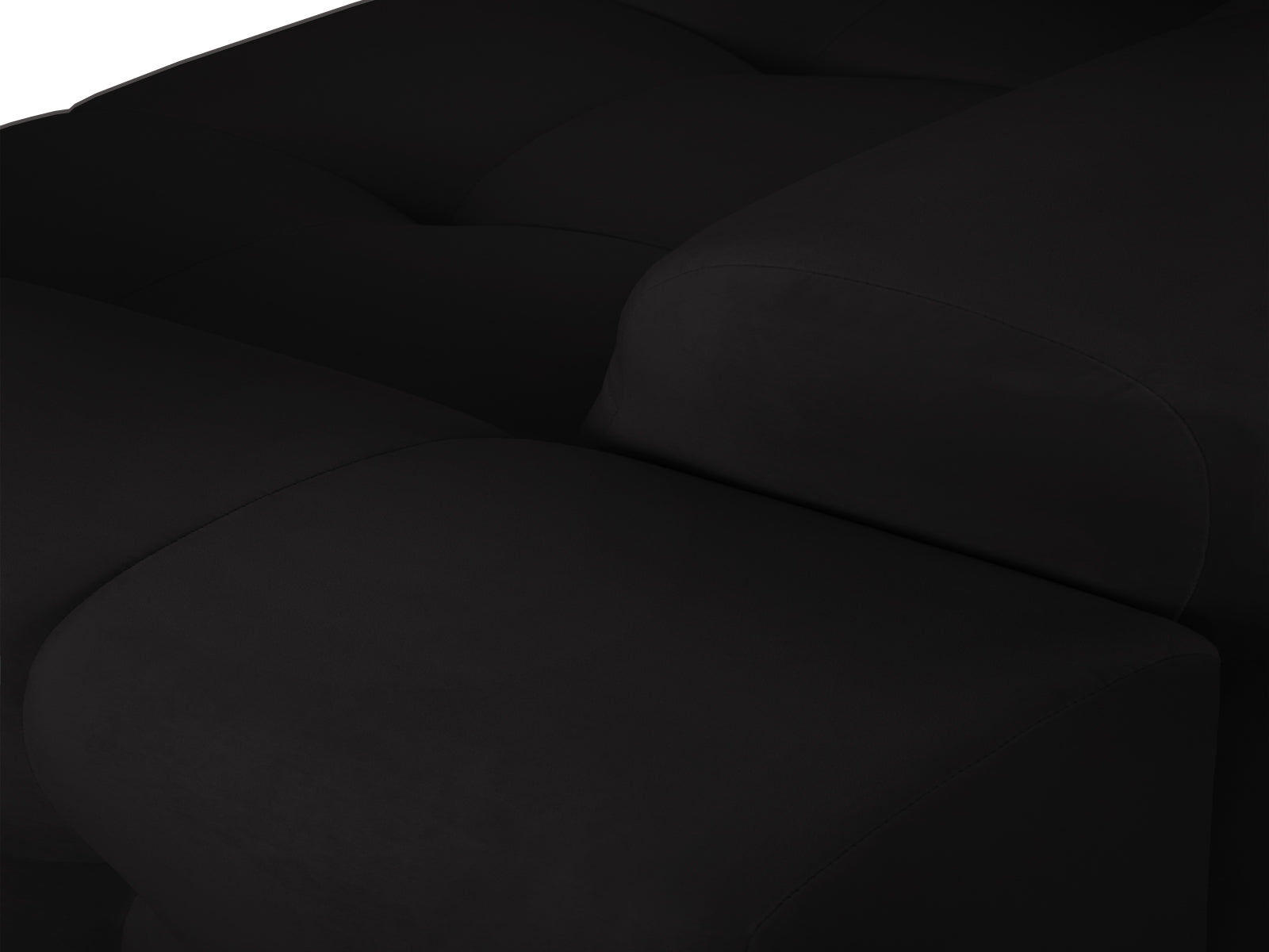 Elegantes Kendal Velour Sofa für 2 Personen in edlem Schwarz, ideal für stilvolle Wohnräume und gemütliche Abende.