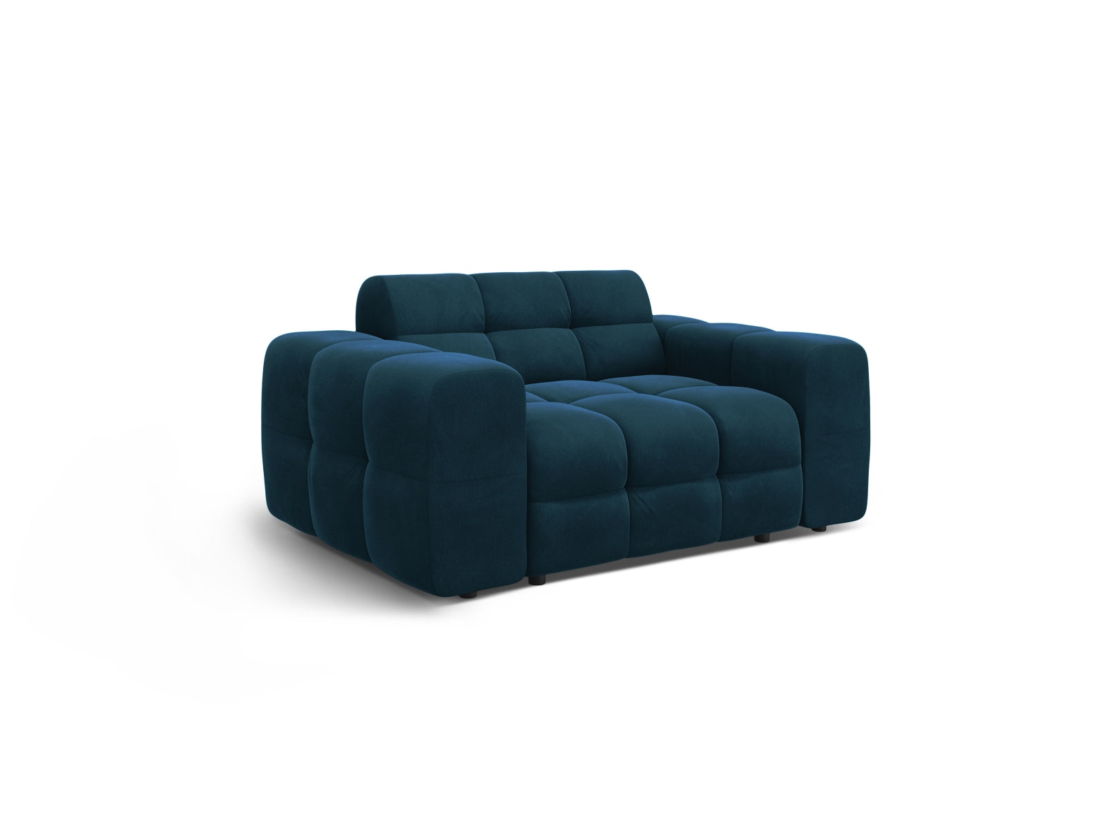 Kendal Velour Sofa 2 Sitzer in edlem Navy Blue, vereint modernes Design mit hohem Sitzkomfort, perfekt für stilvolle Wohnzimmer.