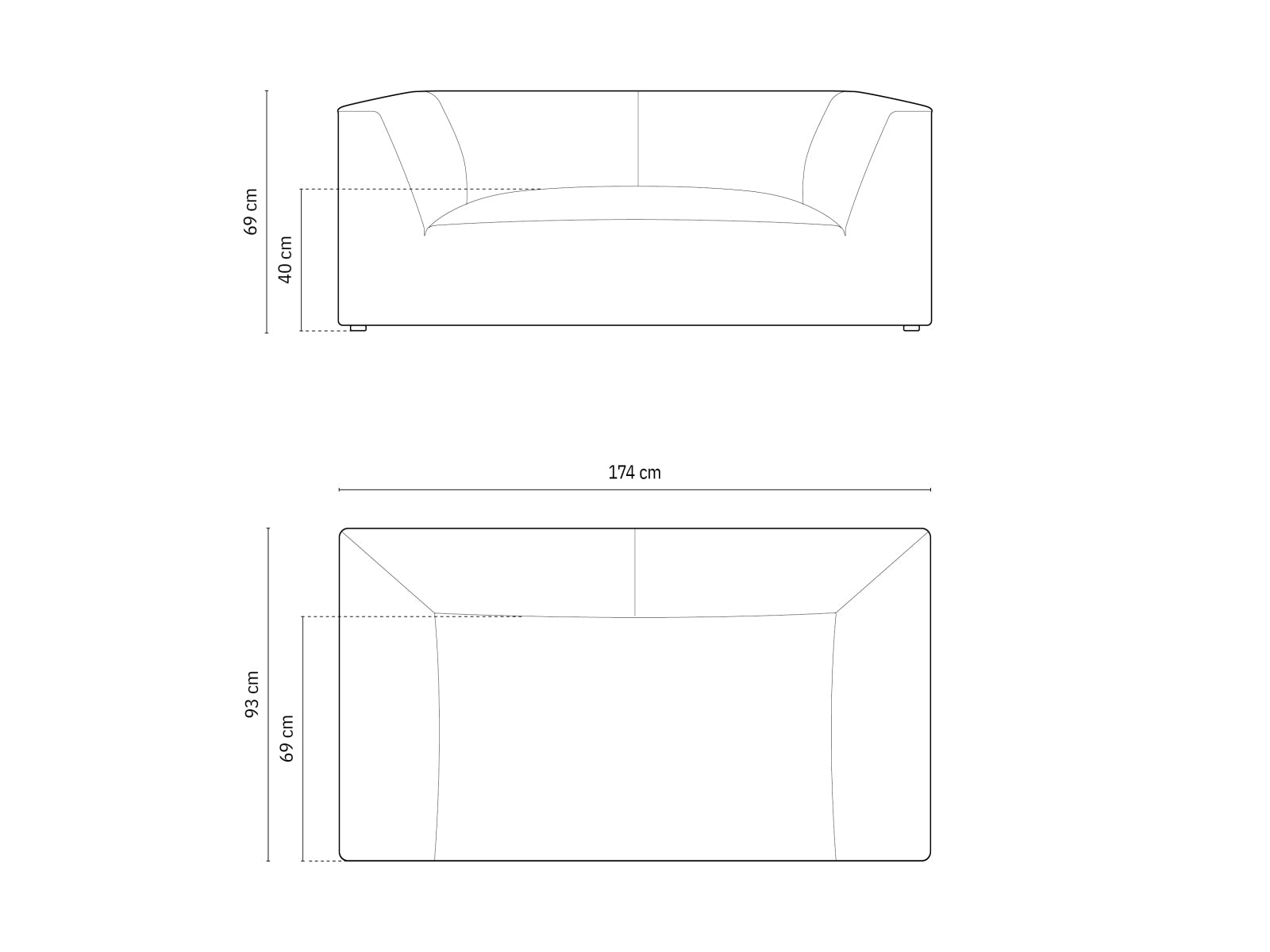 Elegantes Ruby 2-Sitzer Sofa in zeitlosem Grau, ideal für stilvolle Wohnräume. Hochwertige Verarbeitung von Micadoni.