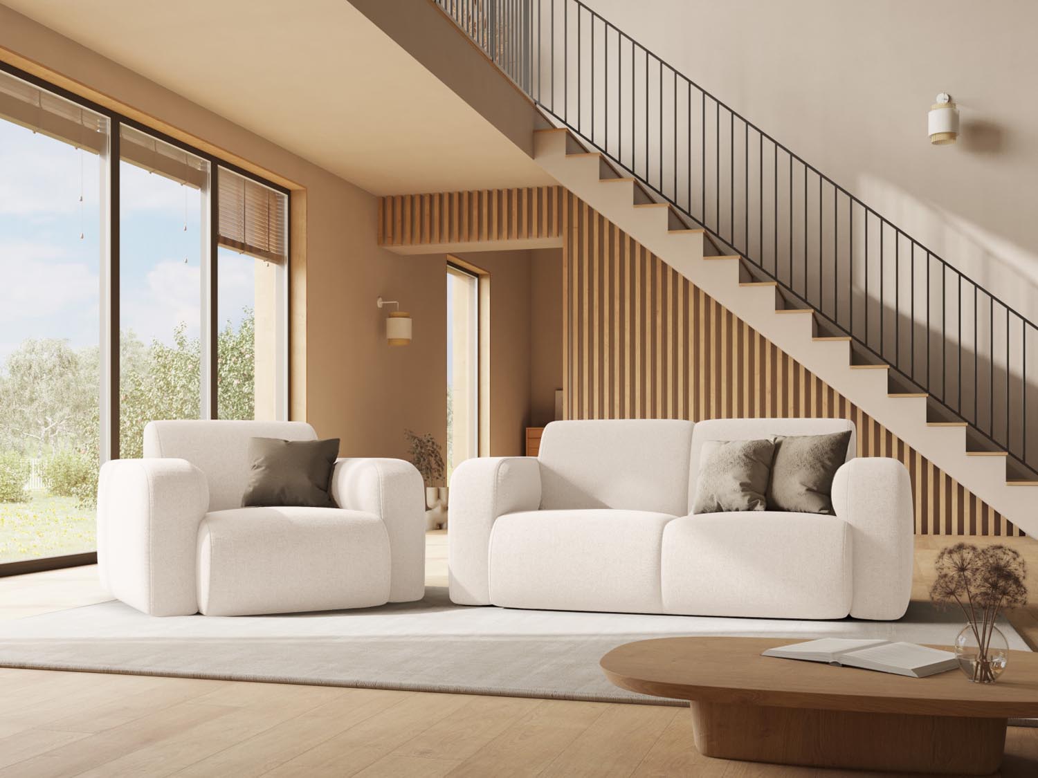 Elegantes Molino 2-Sitzer Sofa in stilvollem Schwarz, ideal für moderne Wohnräume. Hochwertige Verarbeitung und zeitloses Design.