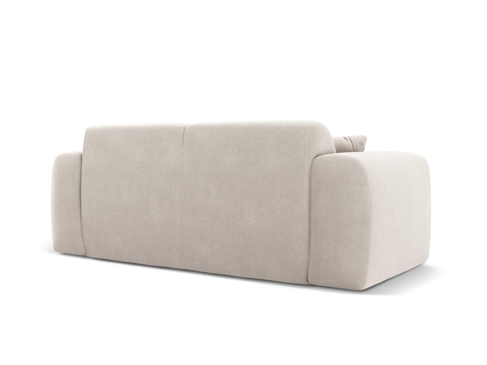 Stilvolles 2-Sitzer Sofa Molino aus Velours in zartem Beige, perfekt für moderne Wohnkonzepte und entspannte Stunden zu zweit.