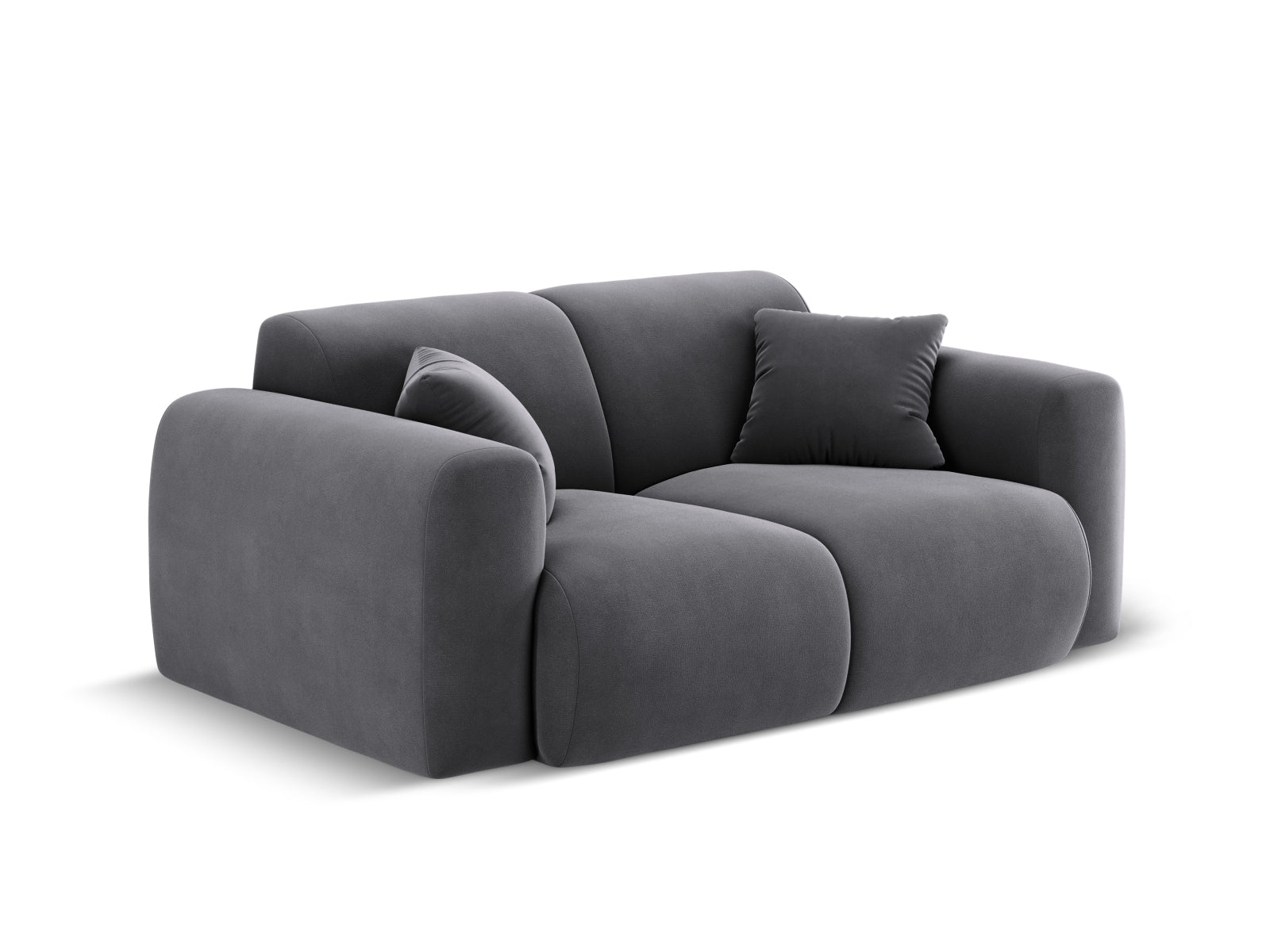 Elegantes Molino Velour Sofa für zwei Personen in Dunkelgrau, stilvoll und modern, ideal für jedes Wohnzimmer.