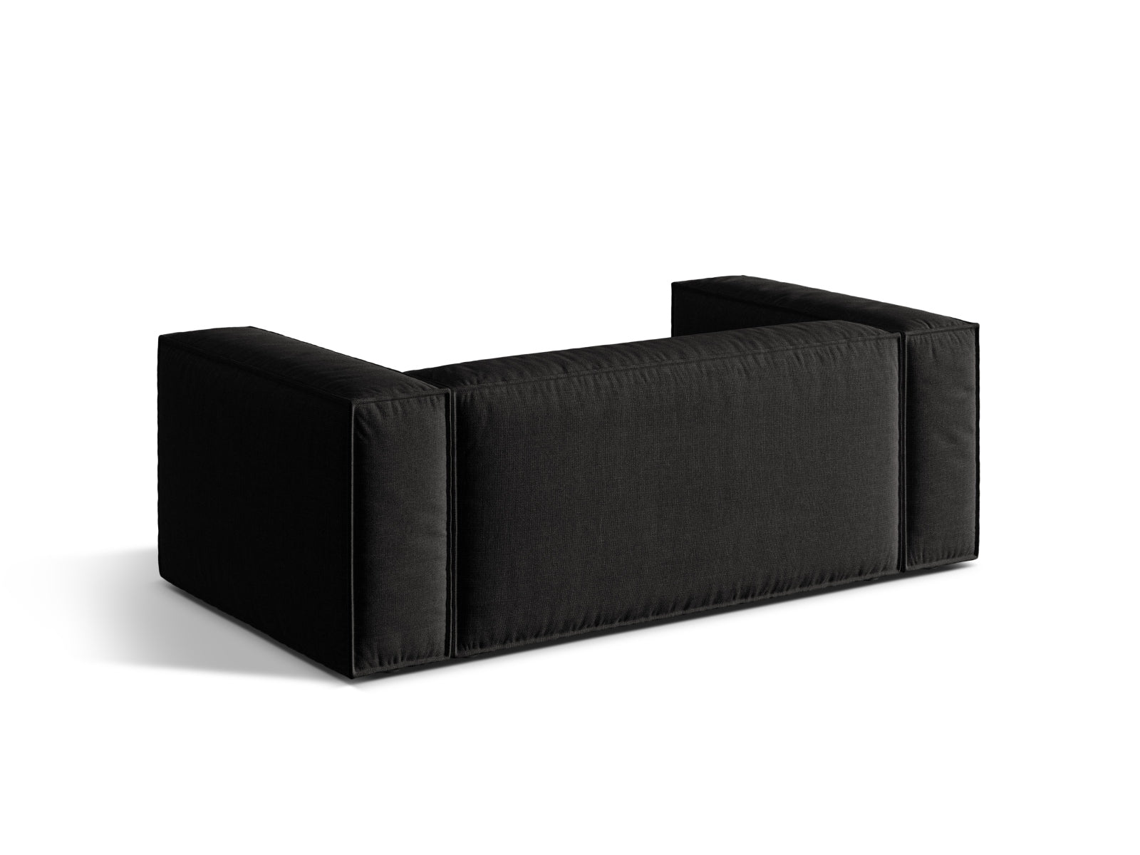 Elegantes 2-Sitzer Sofa Nuria in zeitlosem Schwarz, ideal für moderne Wohnräume und entspannte Stunden mit Freunden oder Familie.