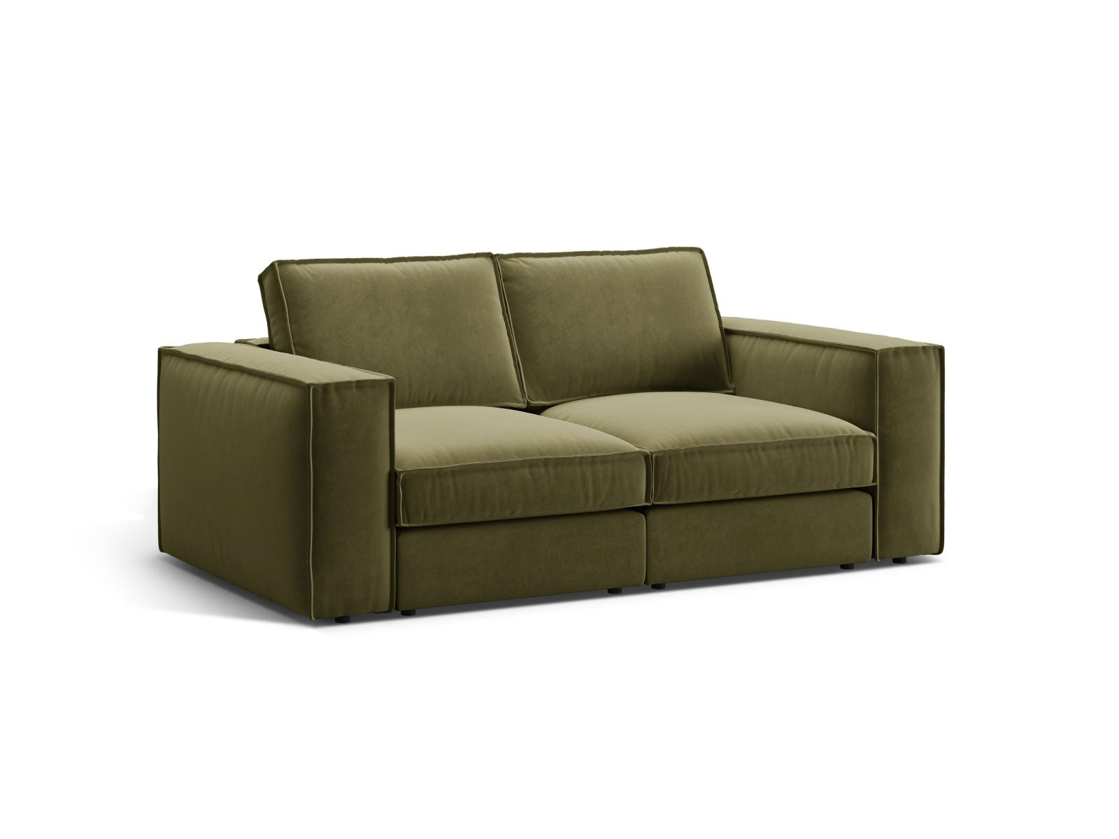 Elegantes 2-Sitzer Sofa Pola in stilvollem Grün, ideal für moderne Wohnräume, erhältlich bei KAQTU Design AG.
