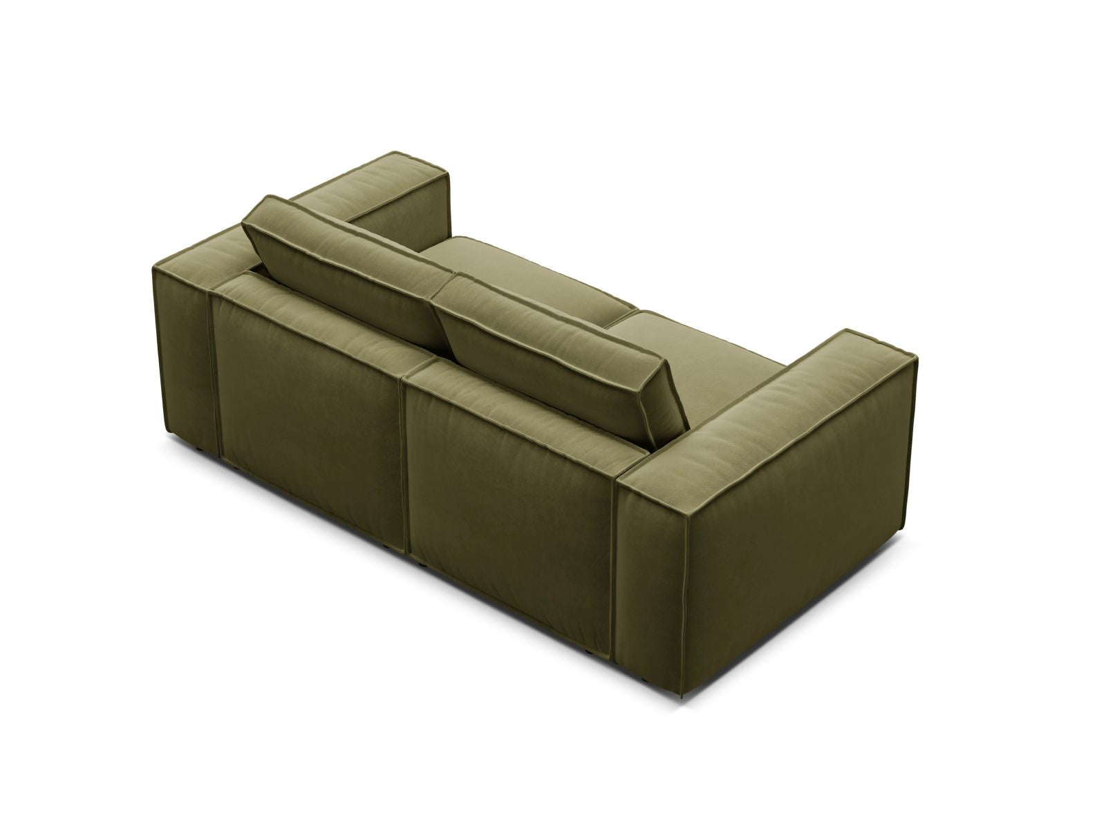 Elegantes 2-Sitzer Sofa Pola in stilvollem Grün, ideal für moderne Wohnräume und flexible Einrichtungslösungen.