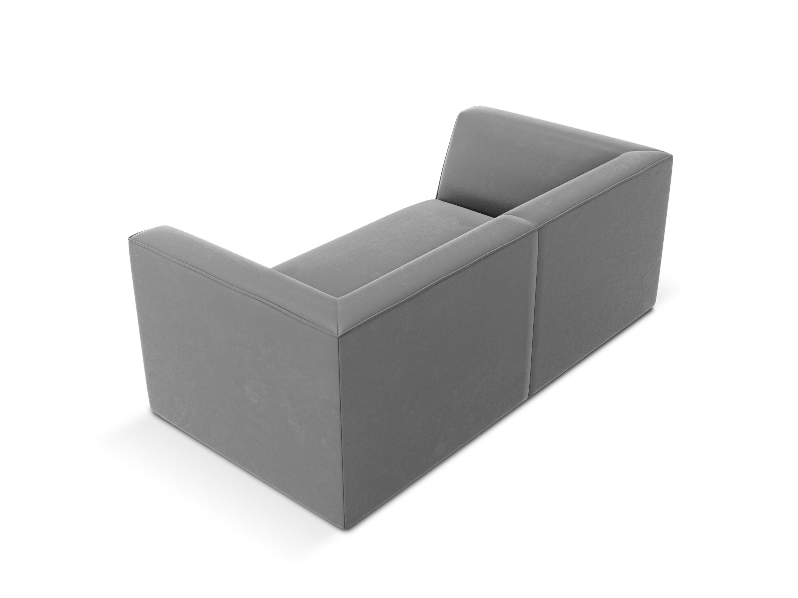 Elegantes 2-Sitzer Sofa aus weichem Ruby Velours in stilvollem Grau, ideal für gemütliche Abende und zeitgemäße Wohnkonzepte.