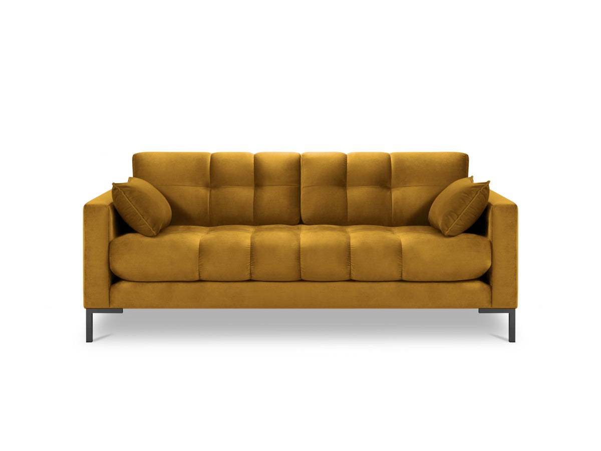 Mamaia Velour Sofa 2 Sitzer in Yellow/Schwarz-Bluvel präsentiert im Onlineshop von KAQTU Design AG. 2er Sofa ist von Micadoni