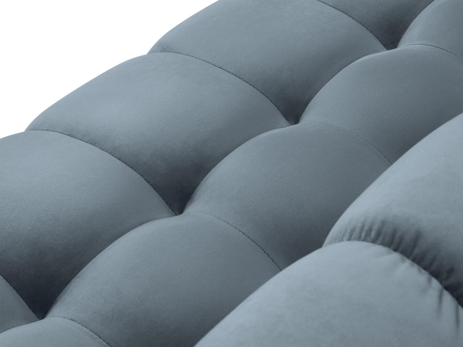 Stylisches 2-Sitzer Sofa Mamaia in zartem Hellblau und edlem Schwarz, perfekt für ein modernes Ambiente und entspannte Momente.
