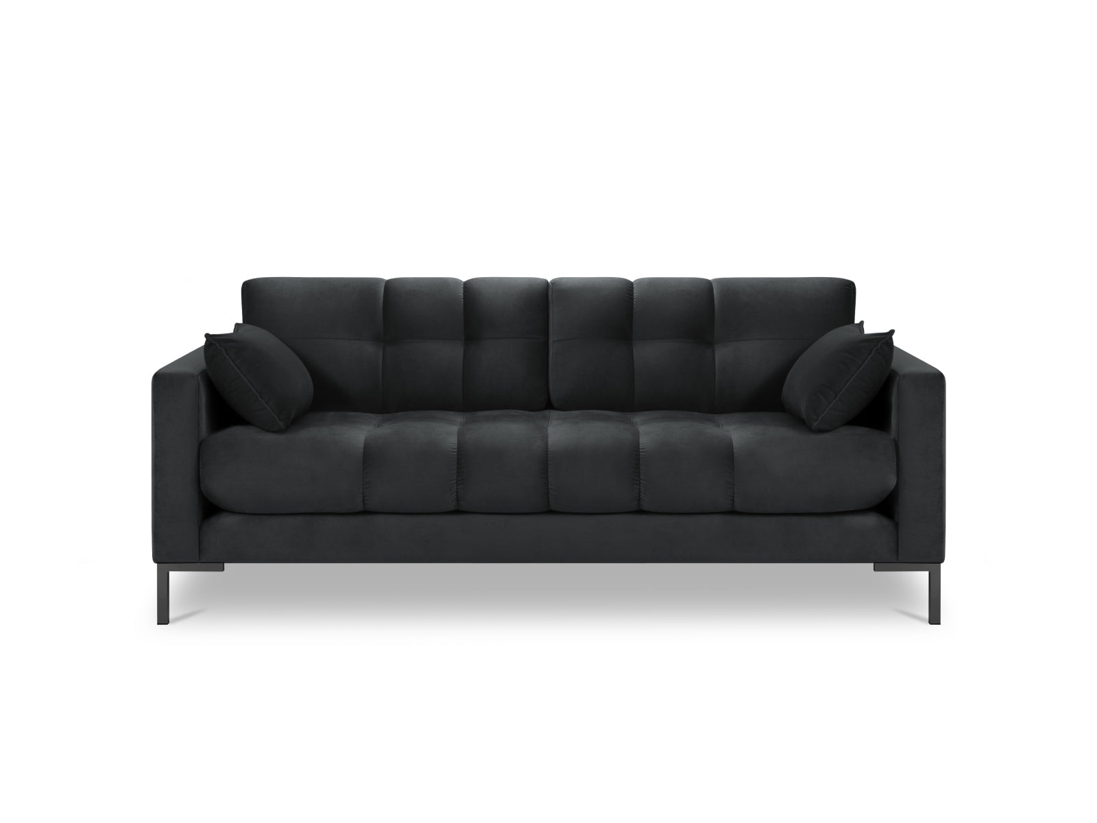 Stilvolles 2-Sitzer Sofa Mamaia aus Velours in edlem Dunkelgrau, perfekt für ein modernes Wohnambiente, angeboten von Micadoni.