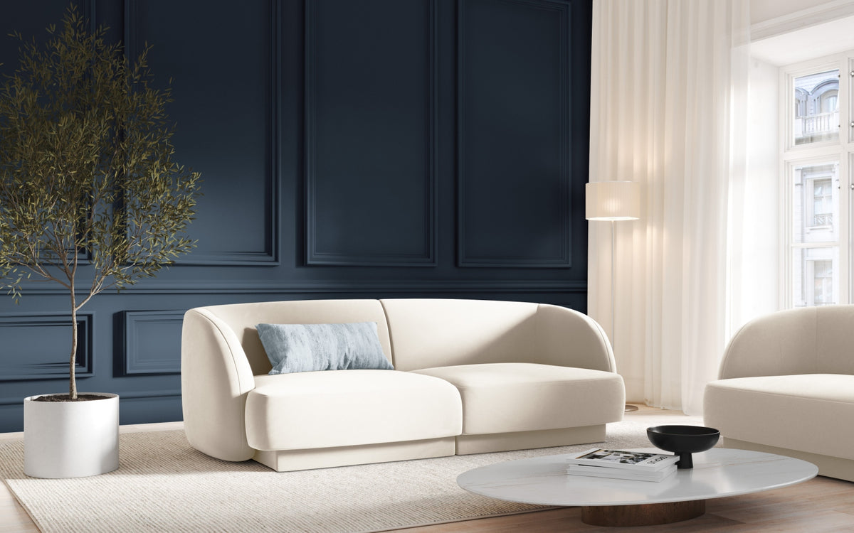 Miley Velour Sofa 2 Sitzer in Light Beige-Bluvel präsentiert im Onlineshop von KAQTU Design AG. 2er Sofa ist von Micadoni
