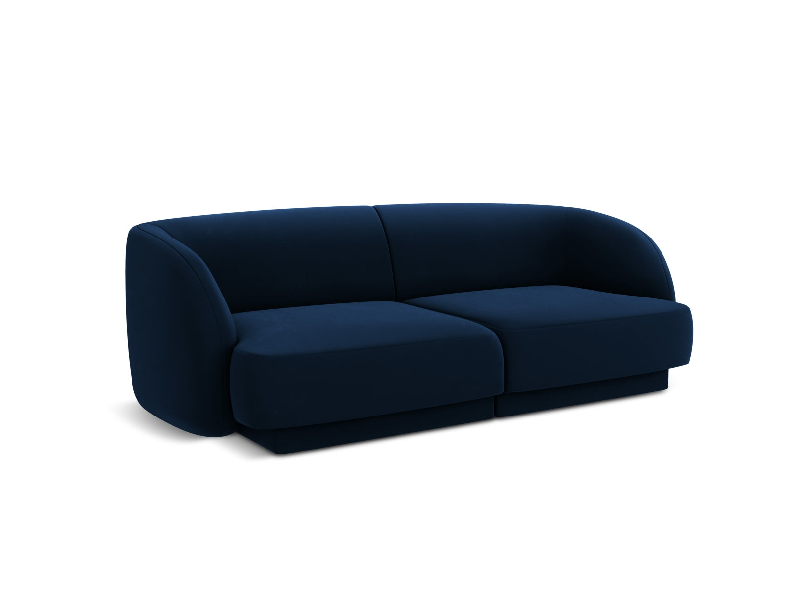 Luxuriöses 2-Sitzer Sofa aus Velours in tiefem Royalblau, perfekt für moderne und elegante Wohnkonzepte von Micadoni.