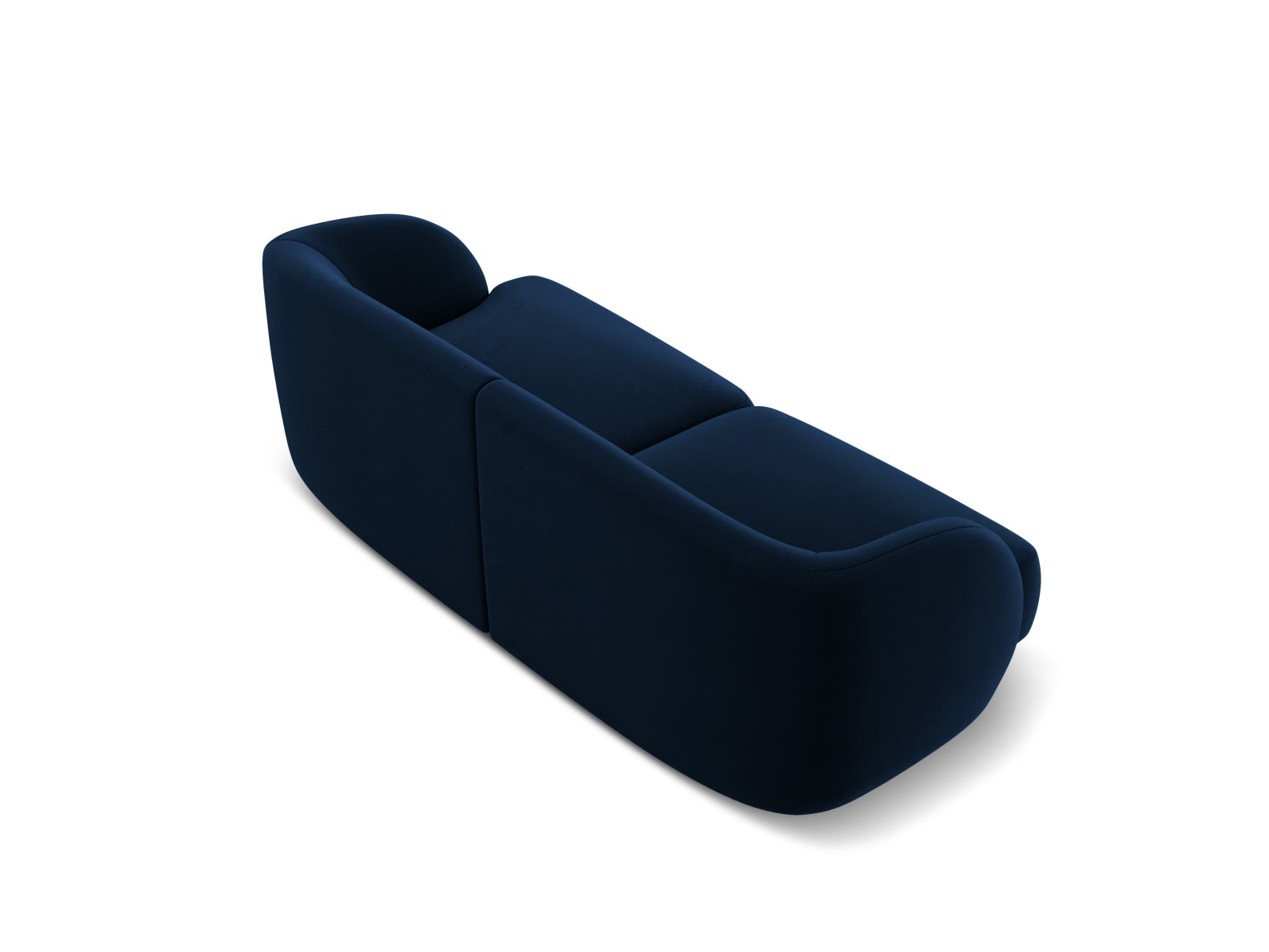 Elegantes 2-Sitzer Sofa aus weichem Velours in royalblauer Farbe, ideal für stilvolle Wohnräume und gemütliche Abende.