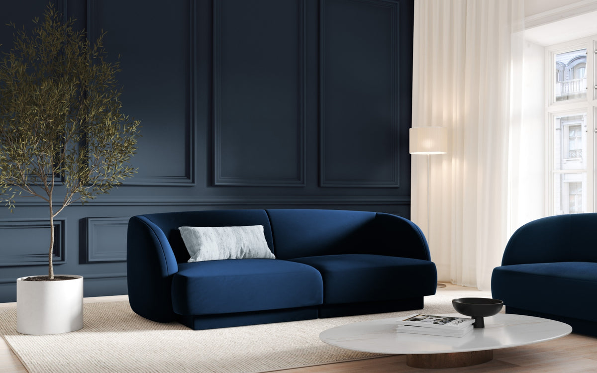 Miley Velour Sofa 2 Sitzer in Royal Blue-Bluvel präsentiert im Onlineshop von KAQTU Design AG. 2er Sofa ist von Micadoni