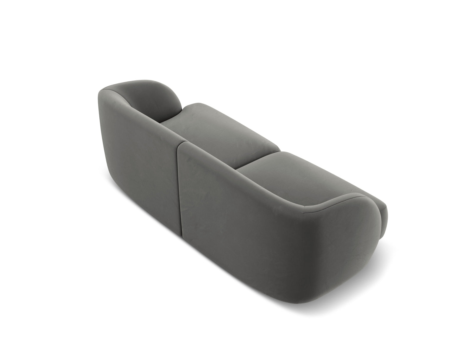 Elegantes 2-Sitzer Sofa aus weichem Velours in sanftem Grau, ideal für stilvolle Wohnräume und entspannte Stunden von Micadoni.